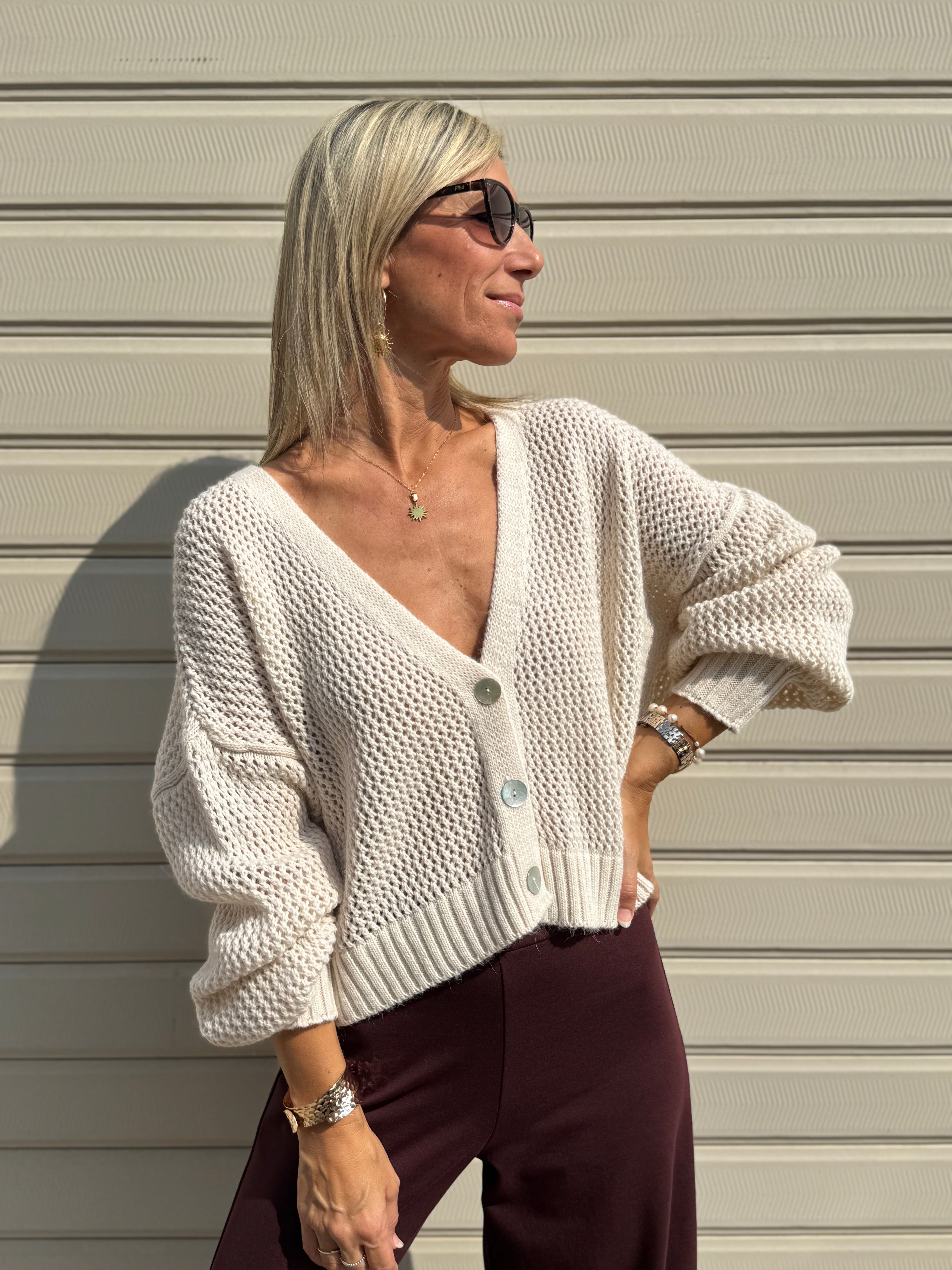 Cardigan over traforato