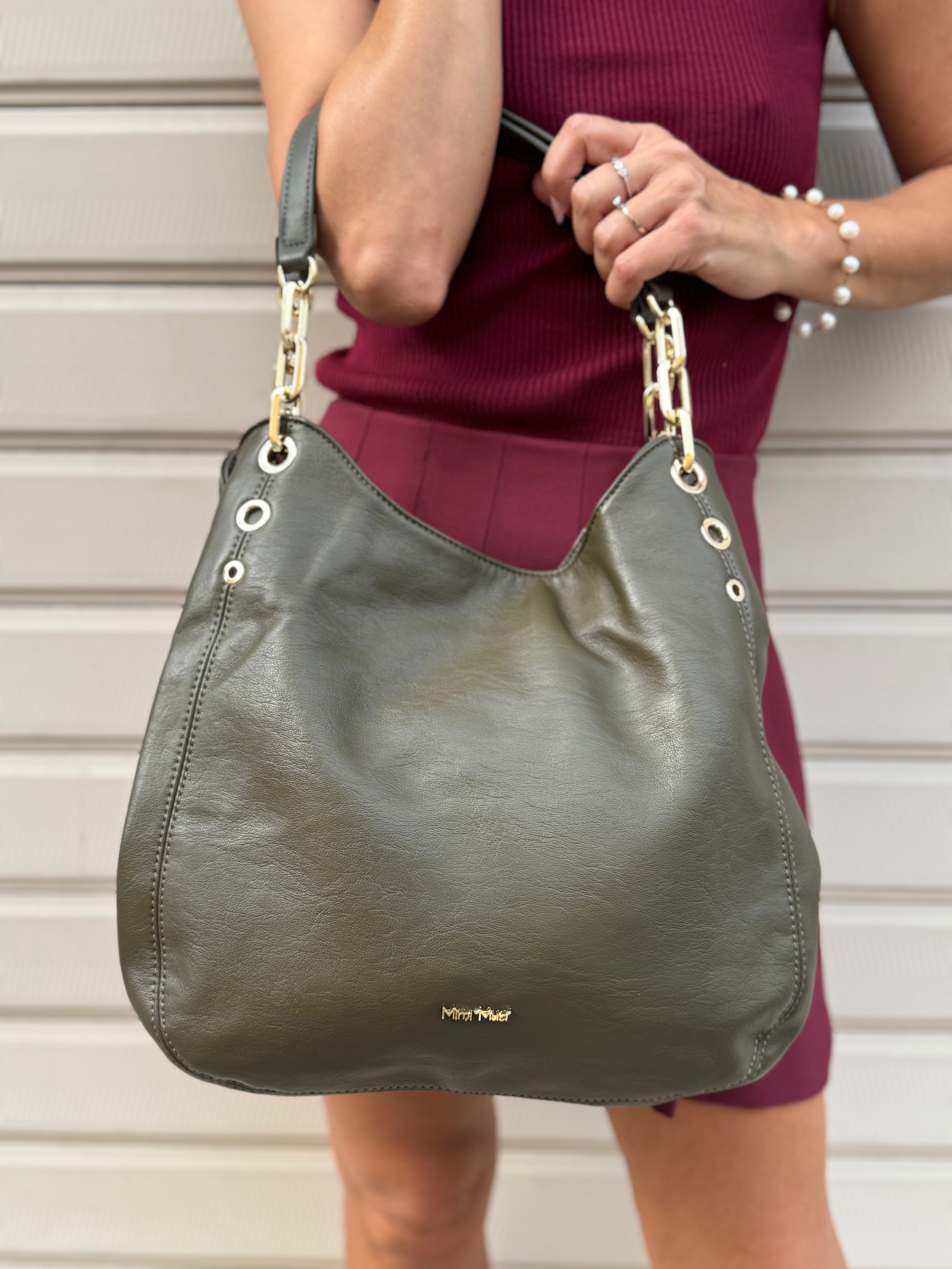 Borsa morbida con occhielli