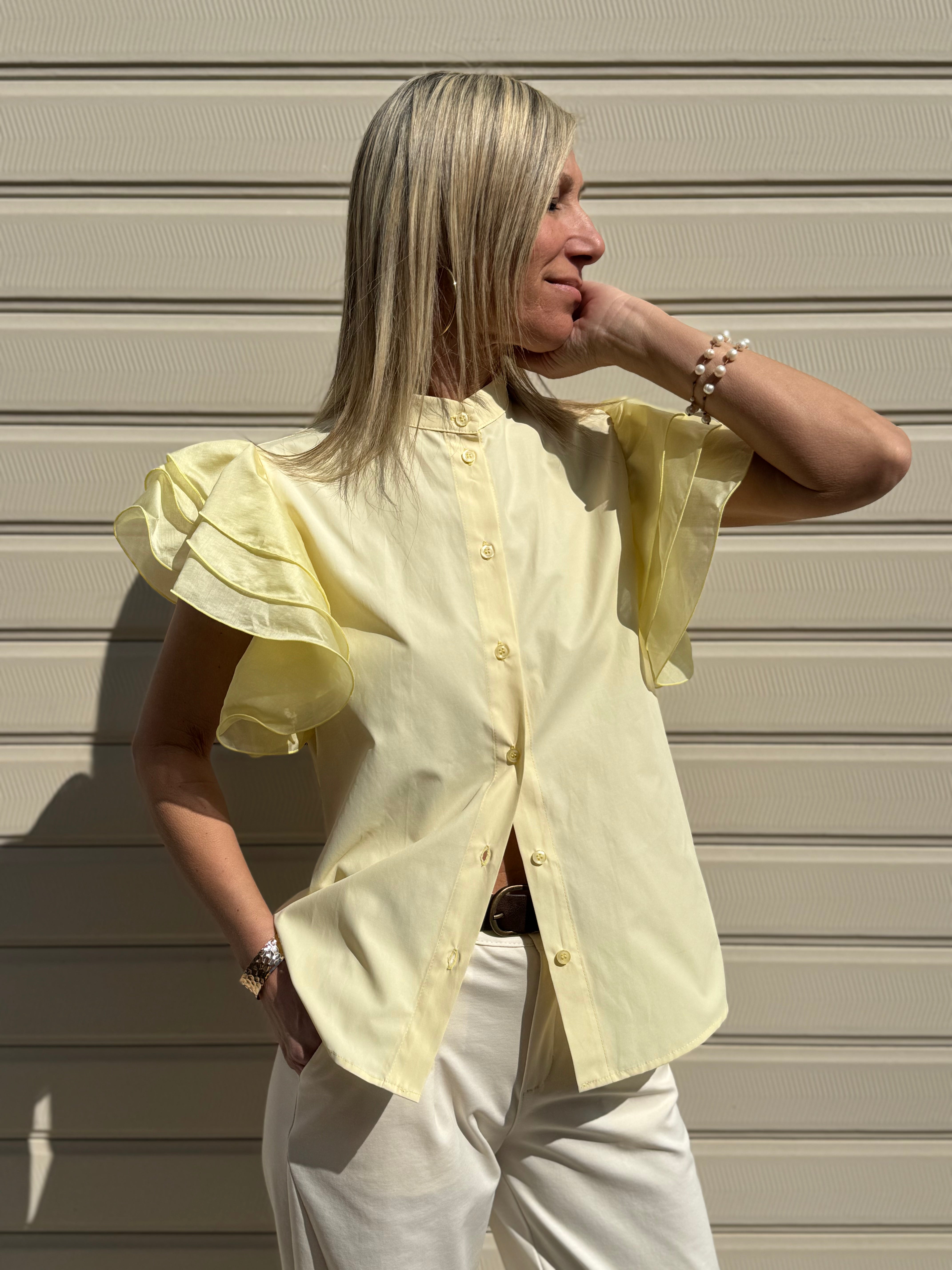 Camicia con maniche volant mimì