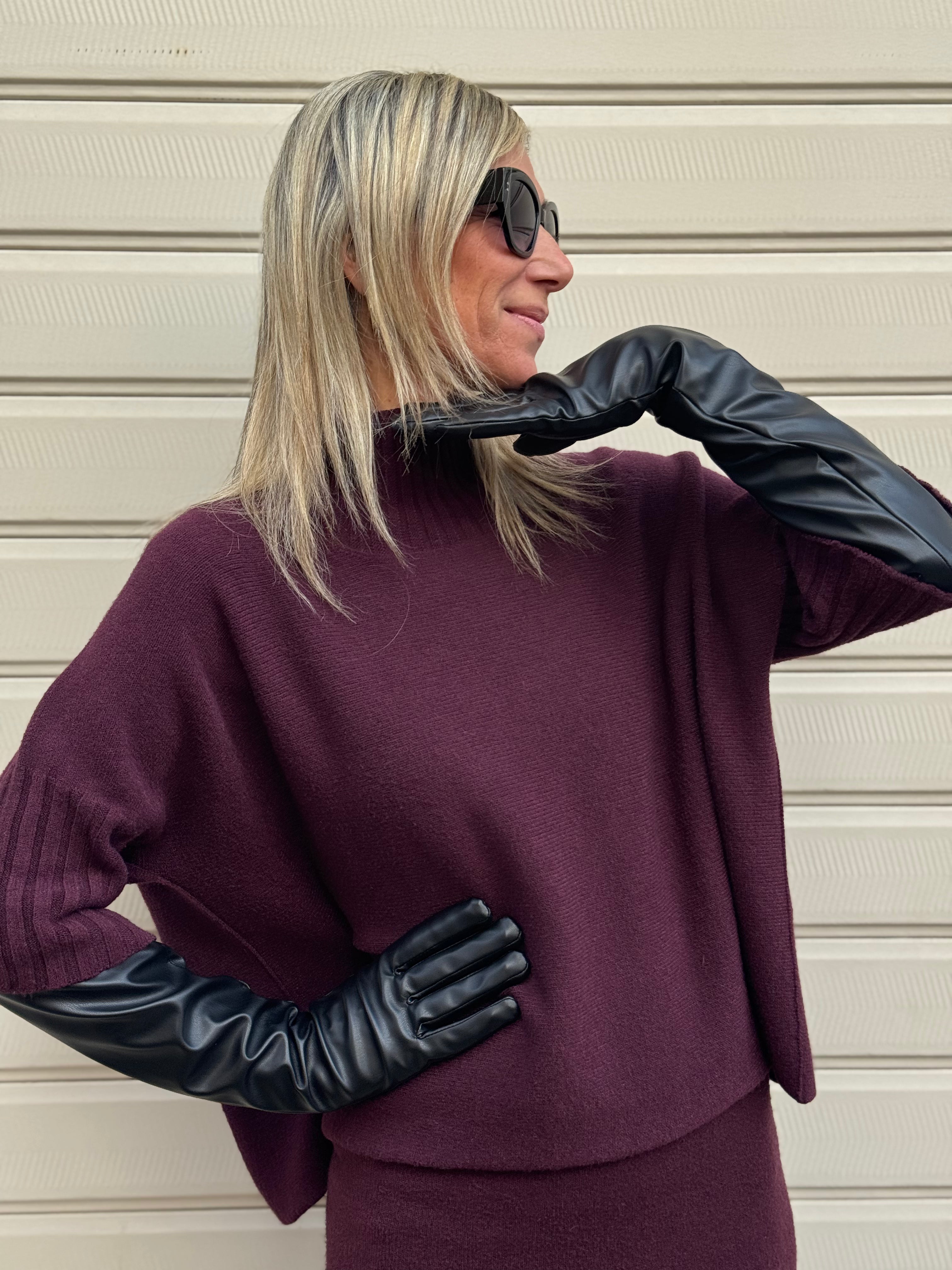 Guanto lungo ecopelle