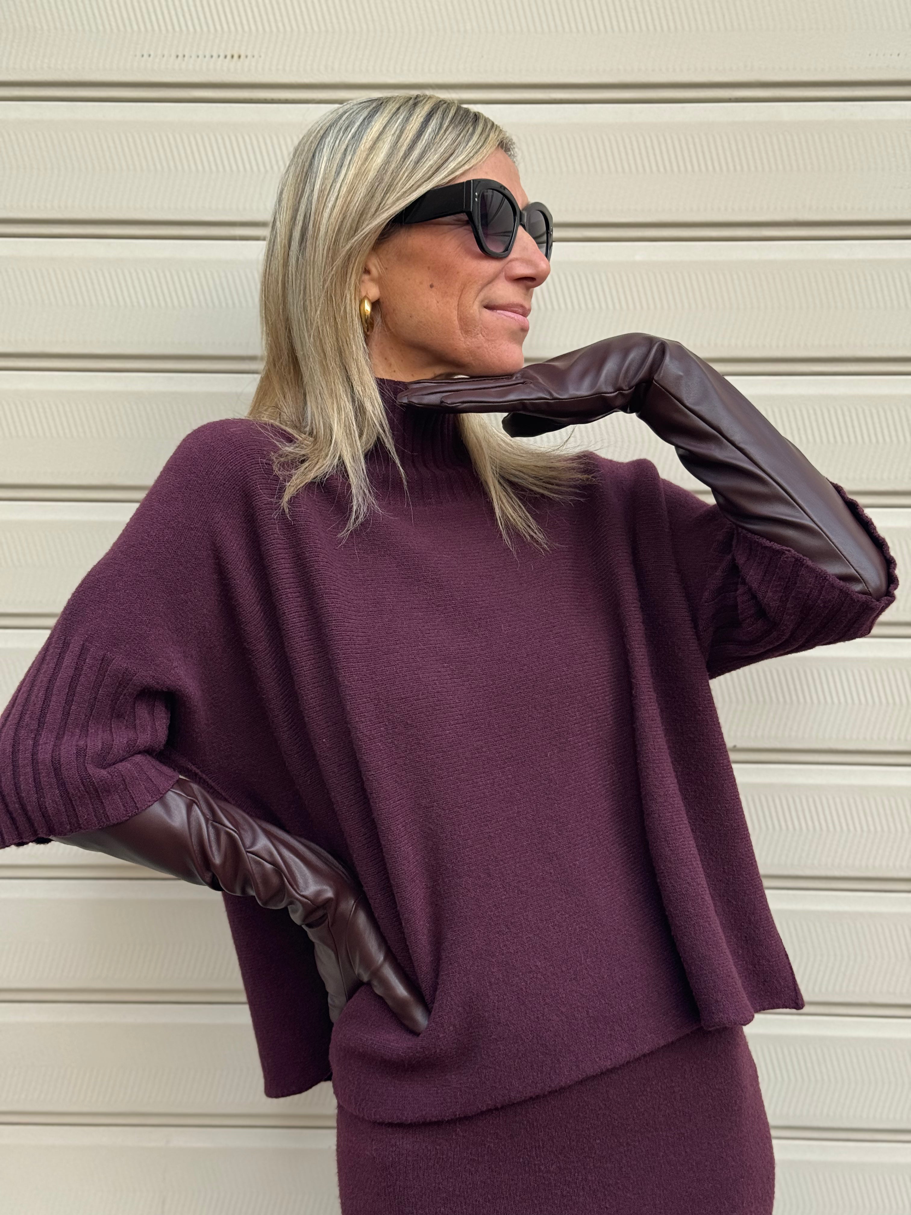 Guanto lungo ecopelle