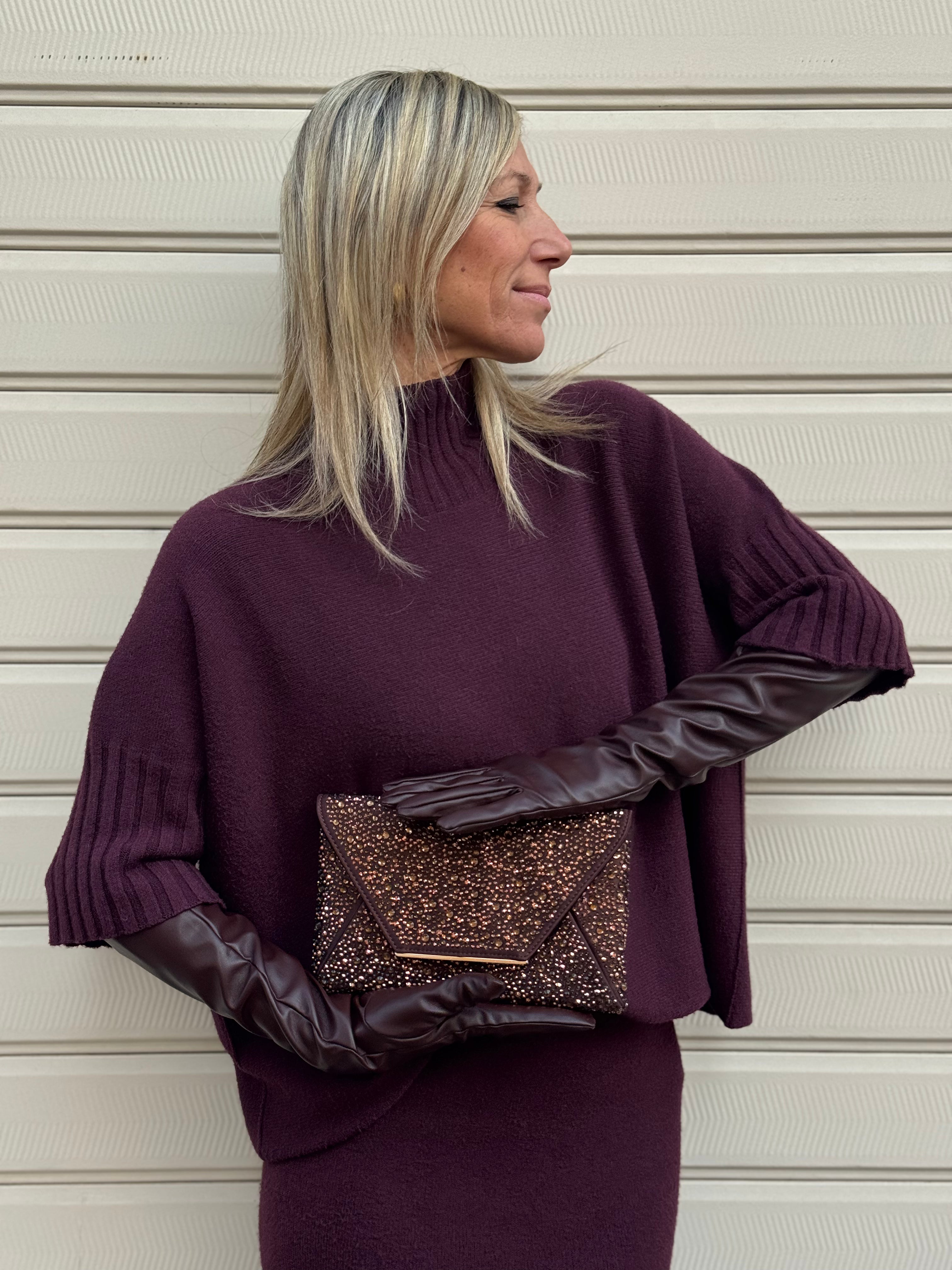 Guanto lungo ecopelle