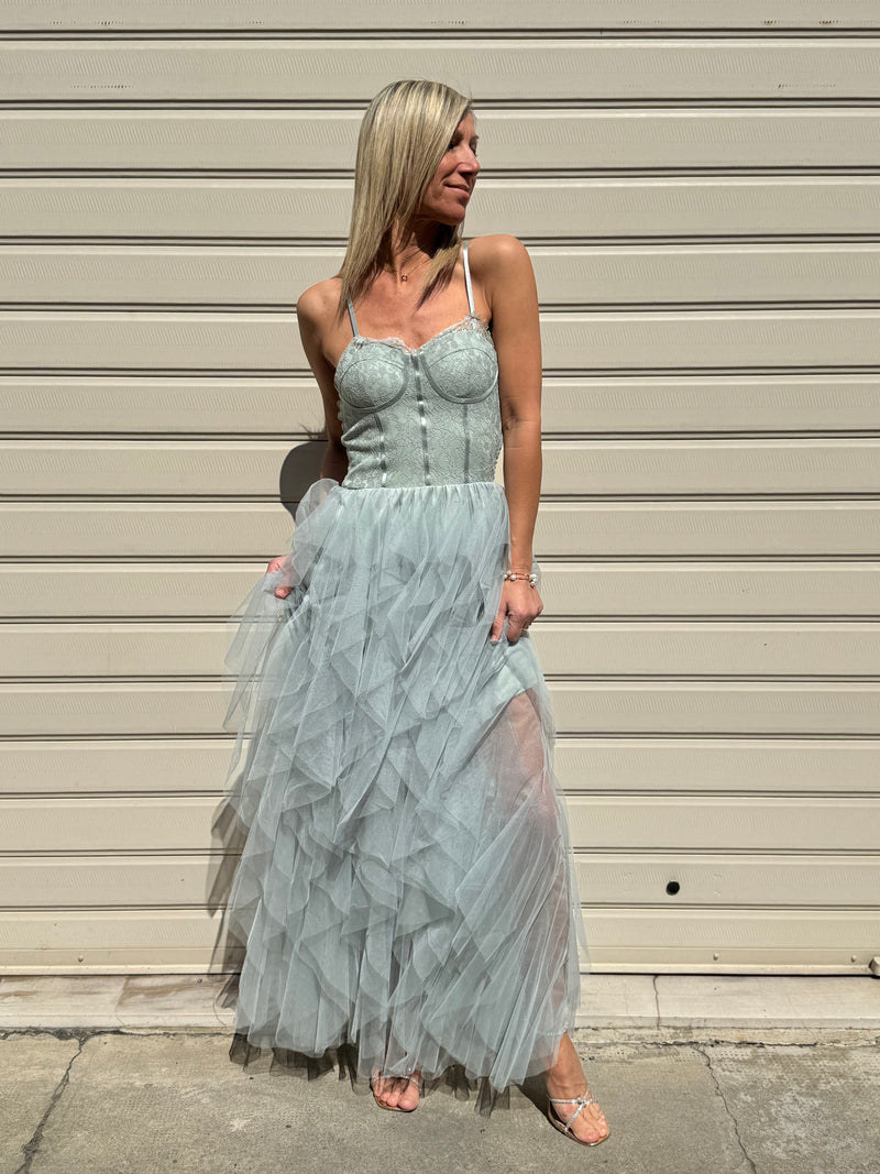 Abito tulle bustino pizzo