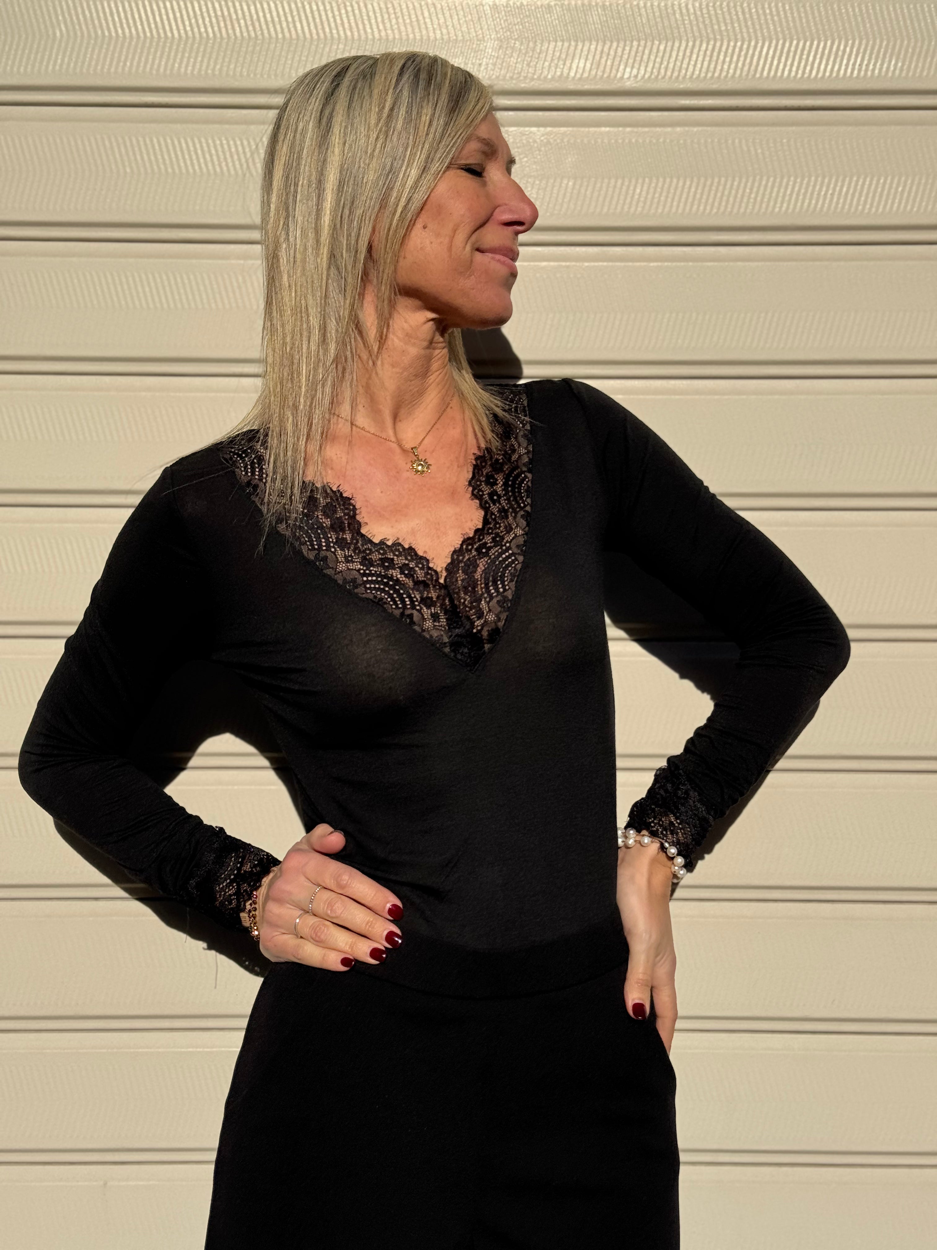 Maglia pizzo cashmere