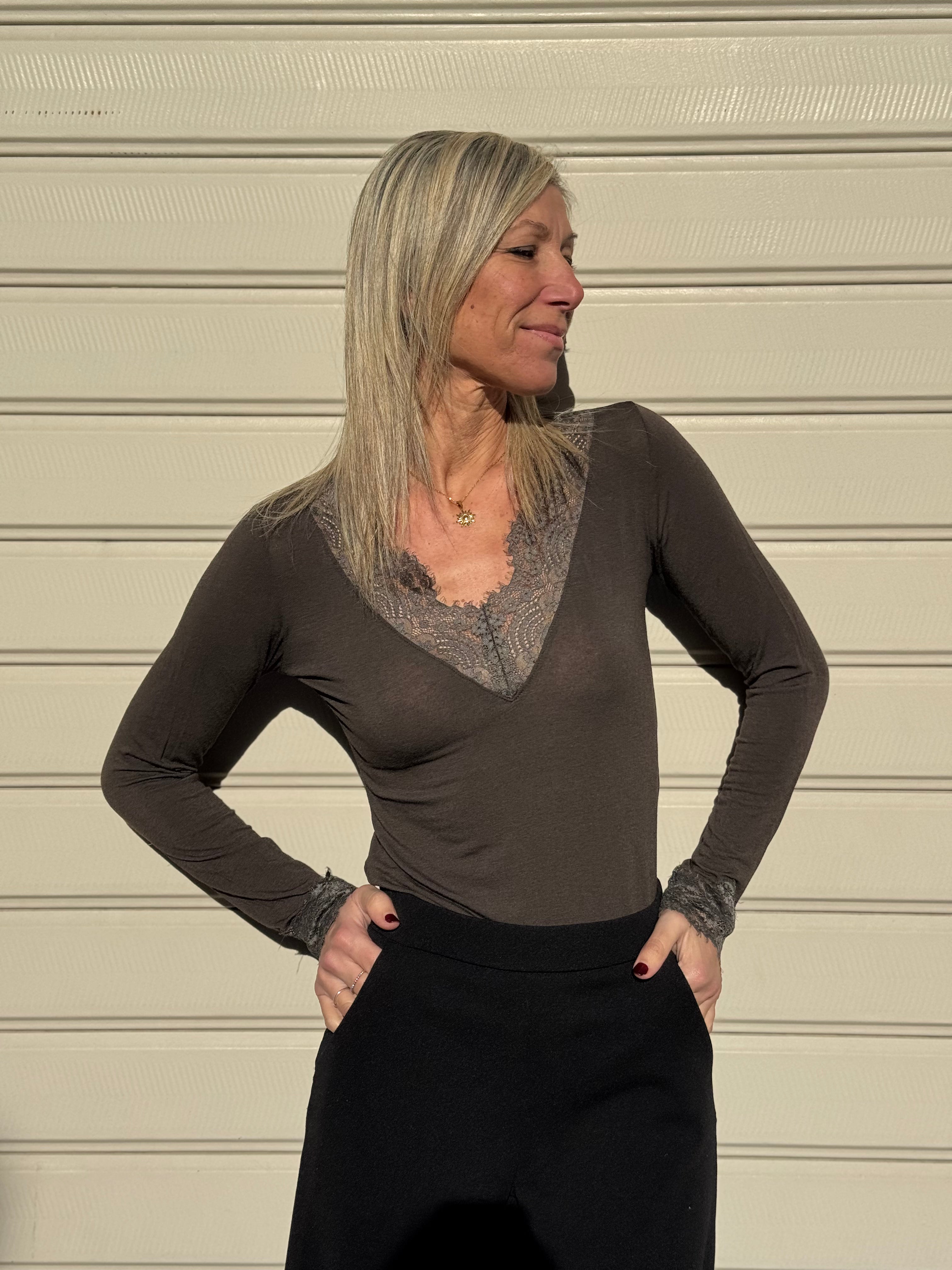 Maglia pizzo cashmere