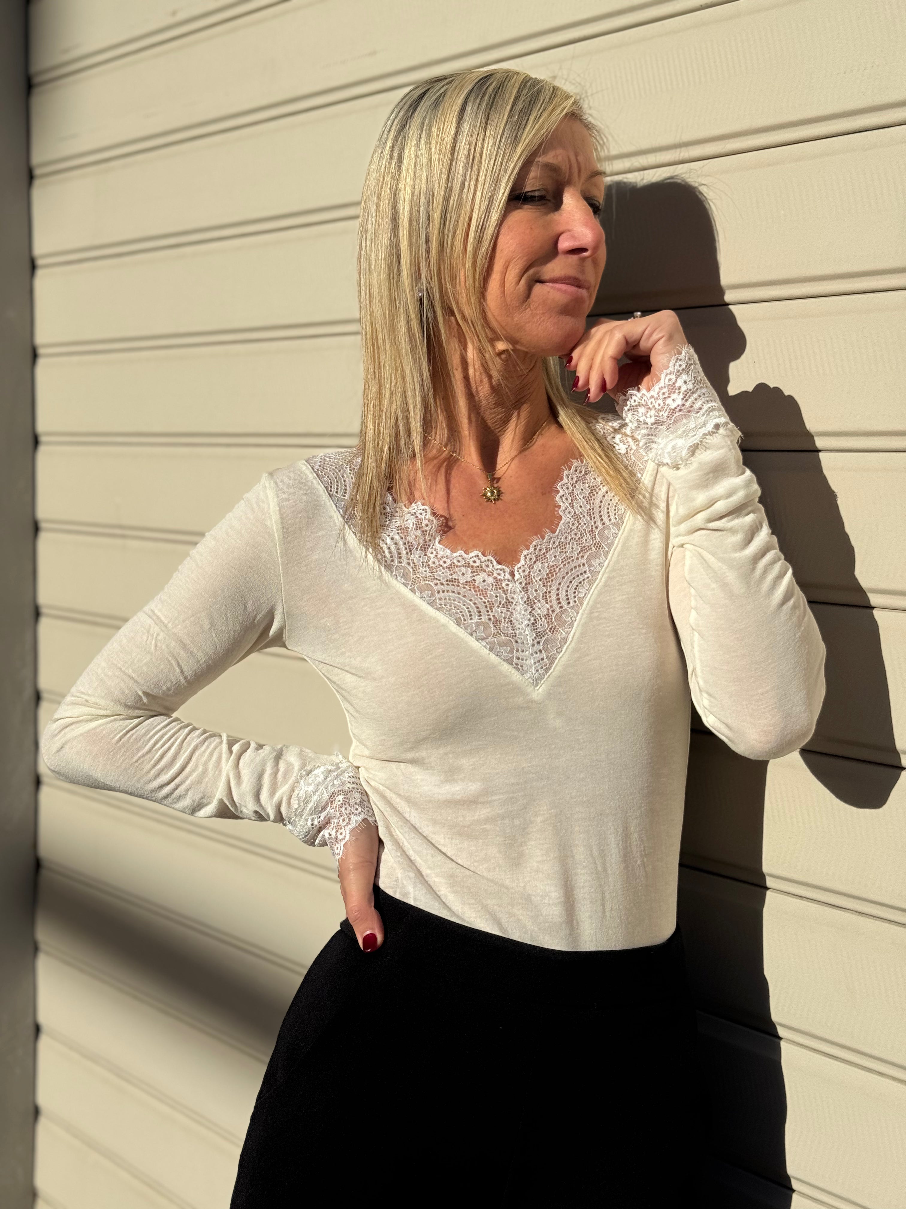 Maglia pizzo cashmere