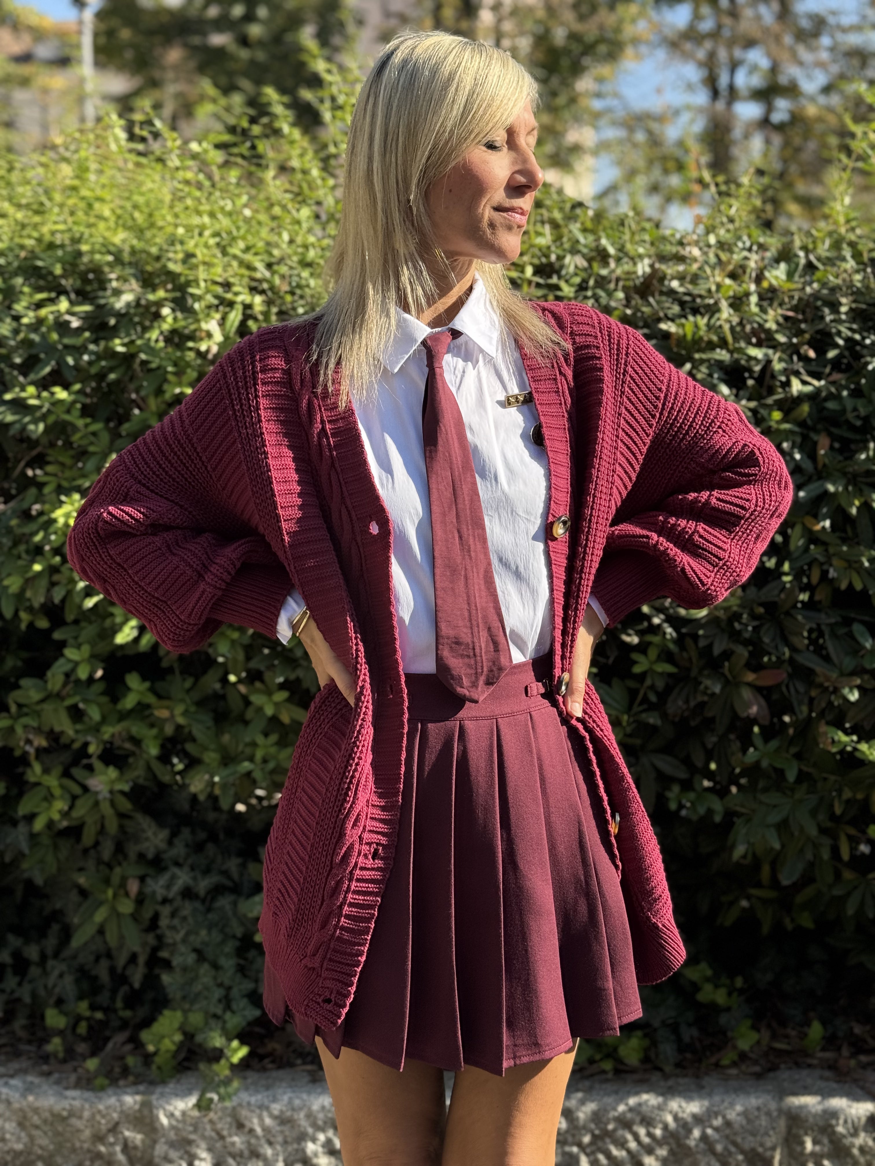 Outfit College · Camicia+Gonna+Maxi Cardigan