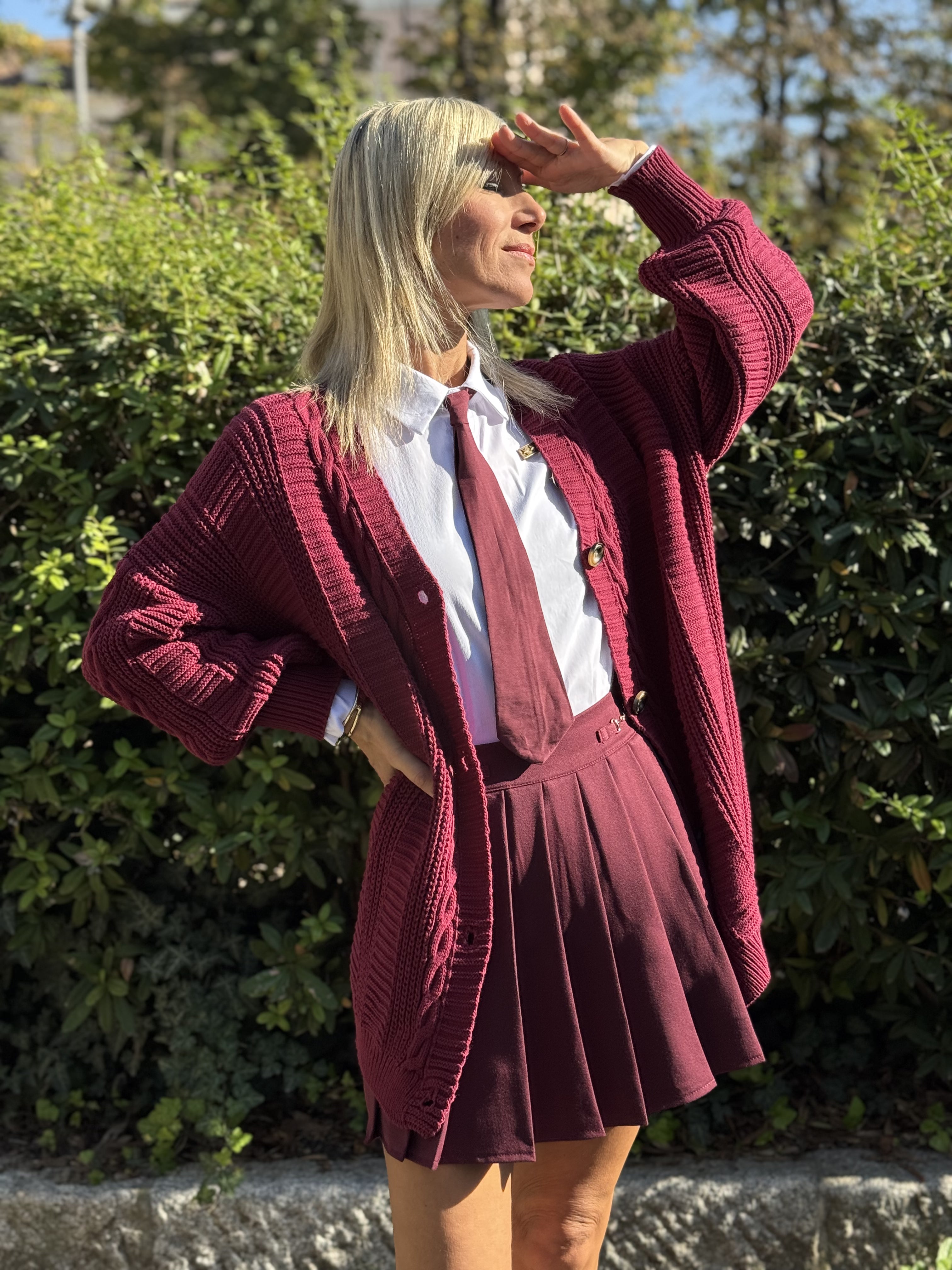 Outfit College · Camicia+Gonna+Maxi Cardigan