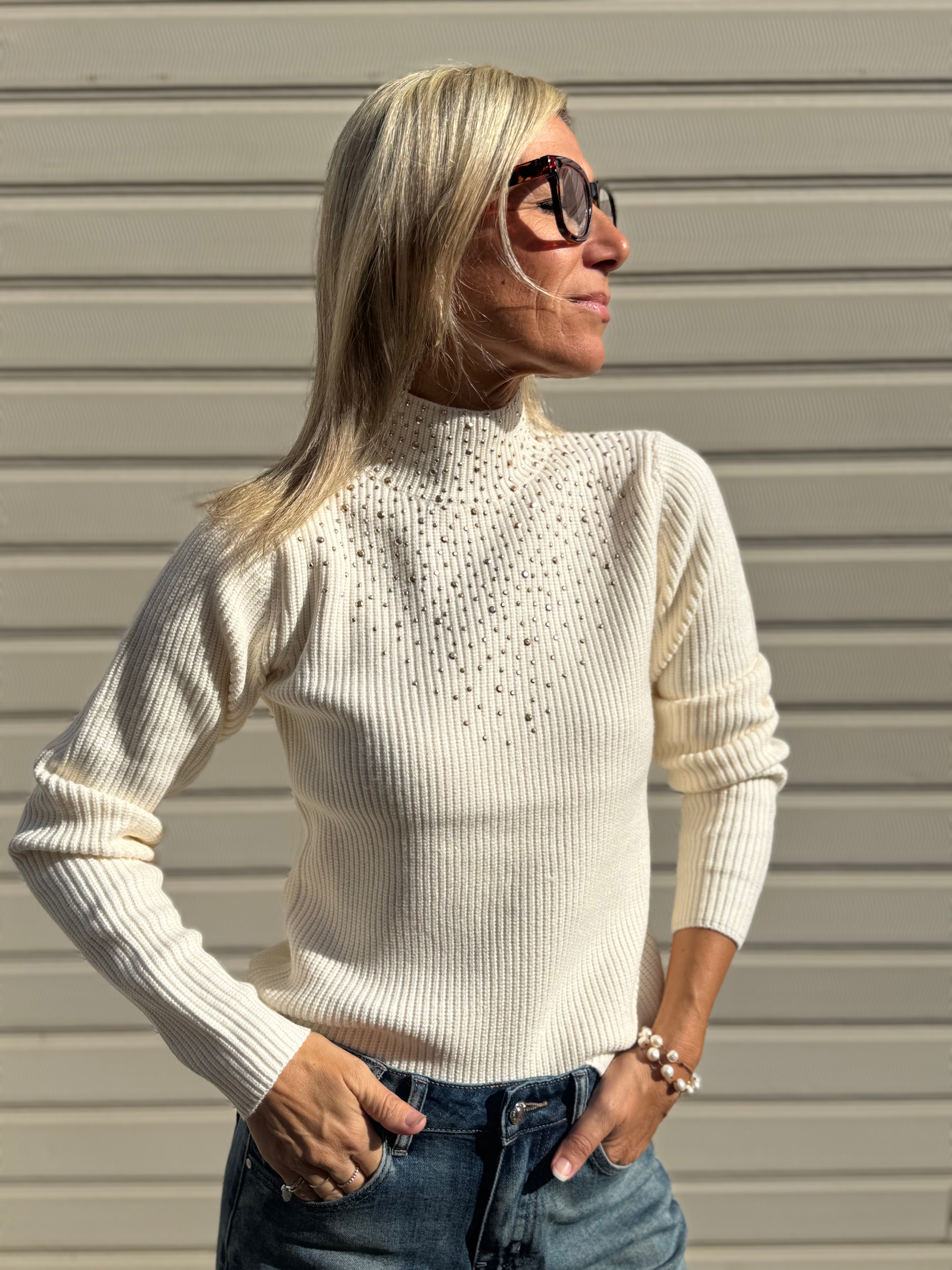 Lupetto strass costine Artigli