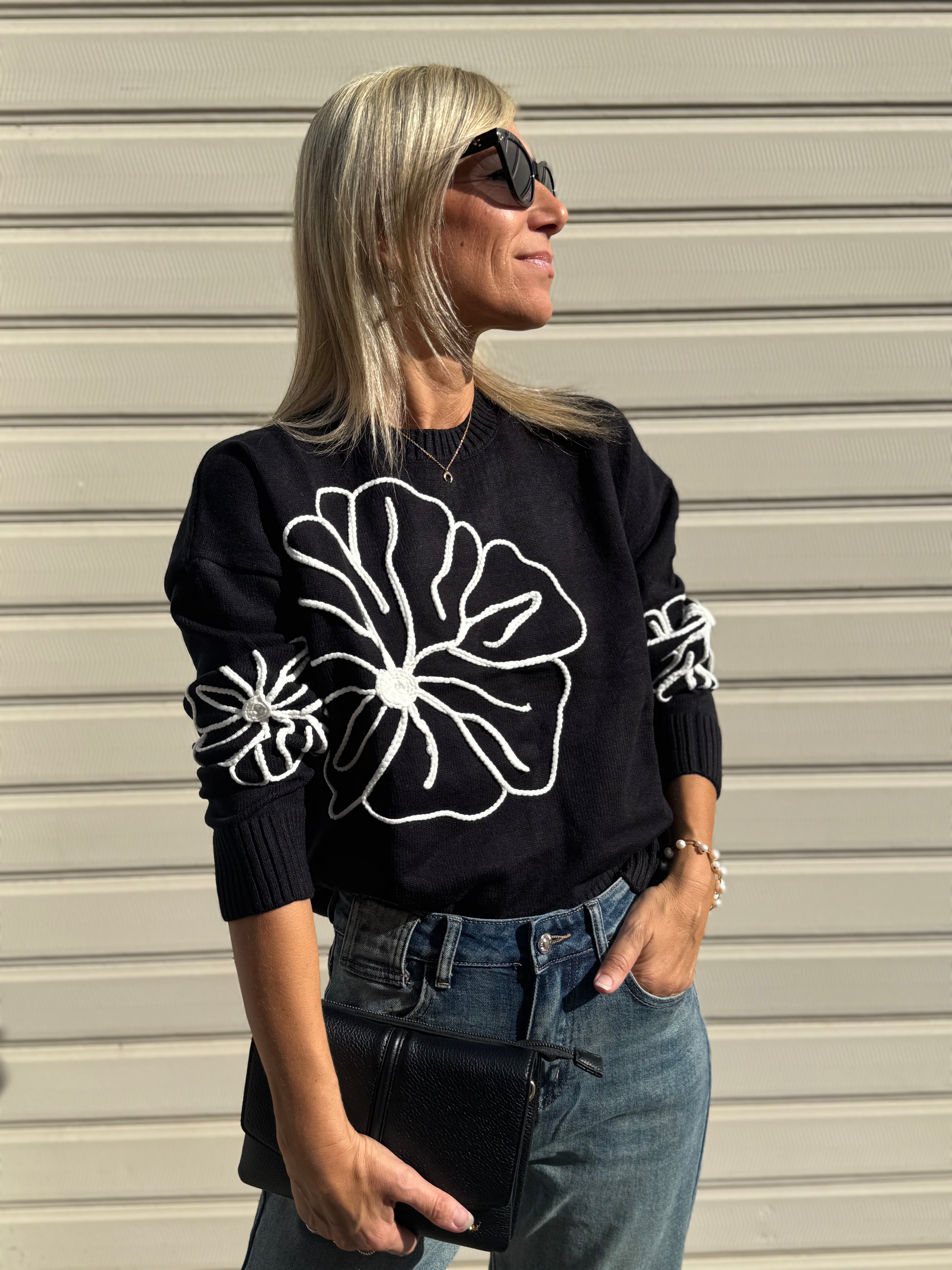Maglia ricamo fiori Artigli