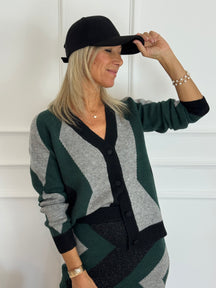 Cardigan in maglia jacquard artigli
