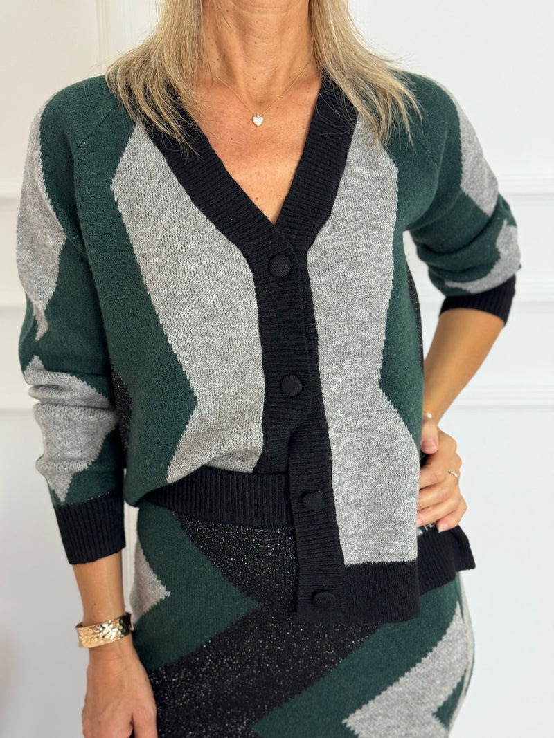 Cardigan in maglia jacquard artigli