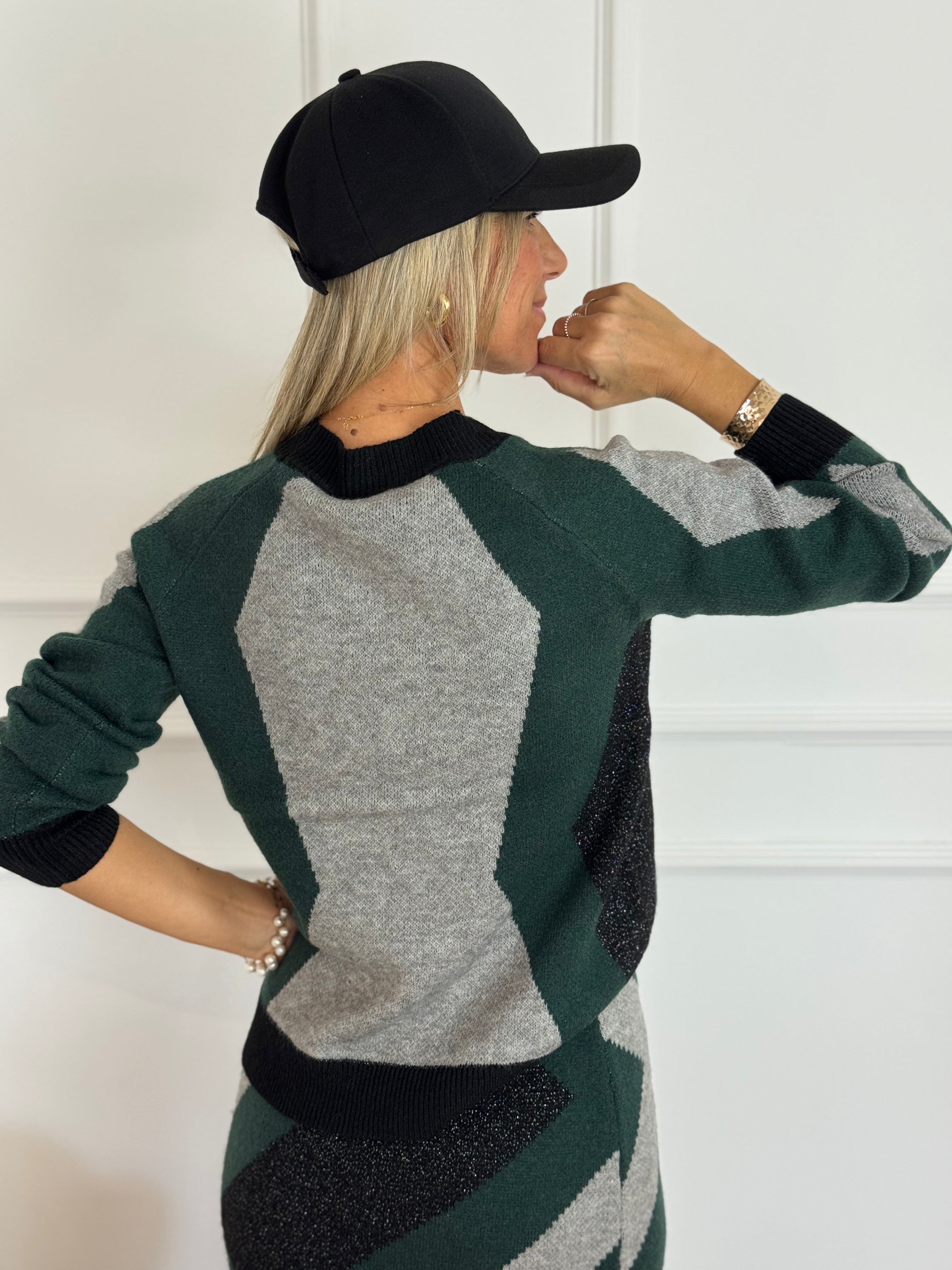 Cardigan in maglia jacquard artigli