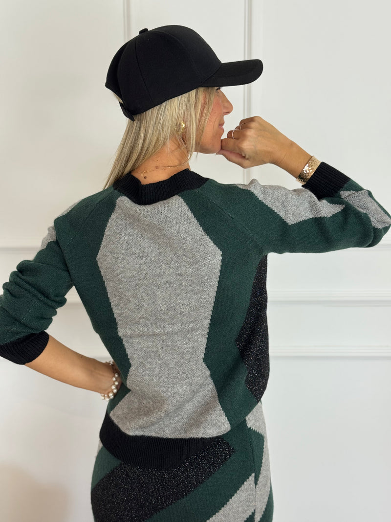 Cardigan in maglia jacquard artigli