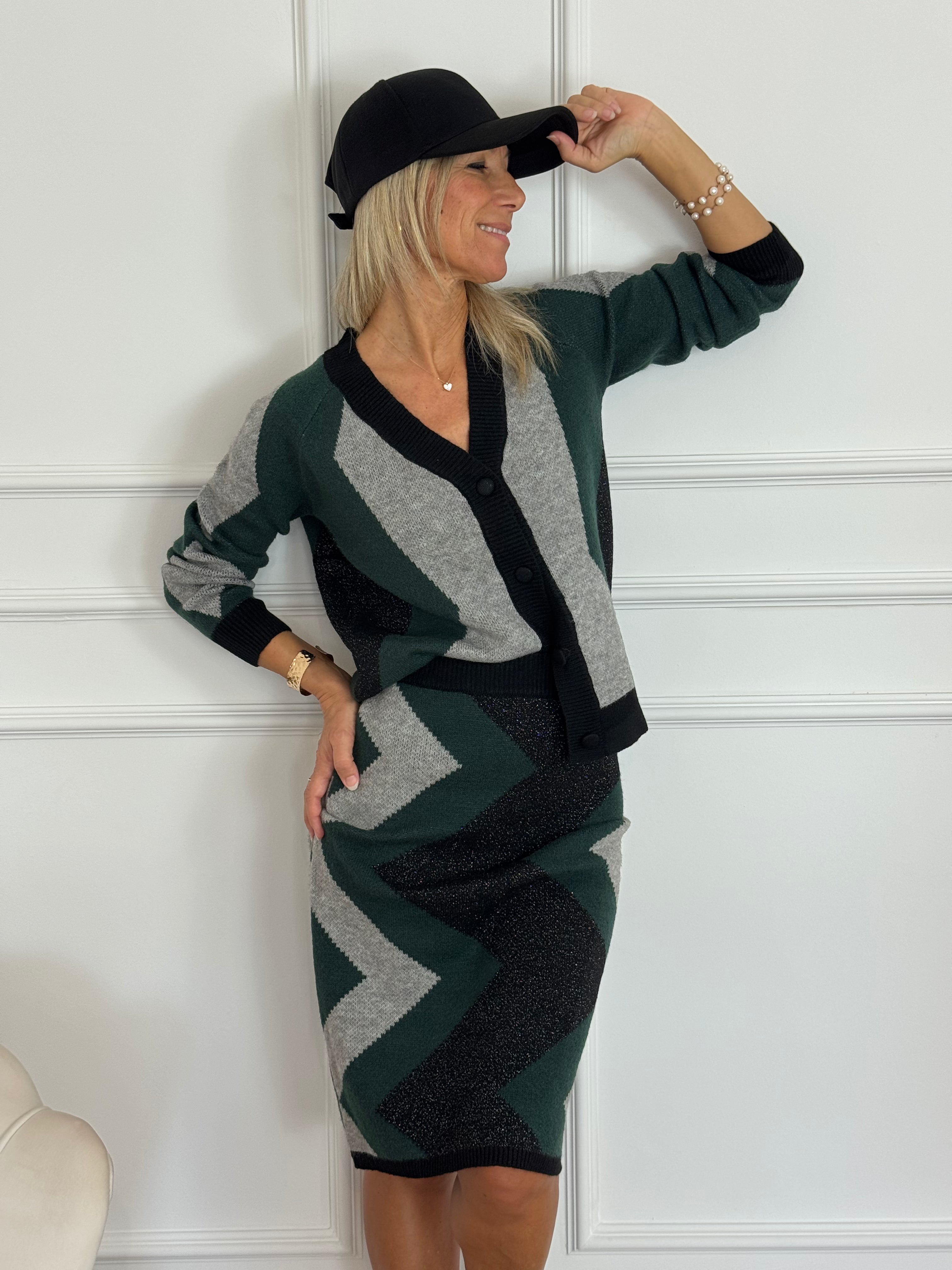Gonna in maglia jacquard artigli