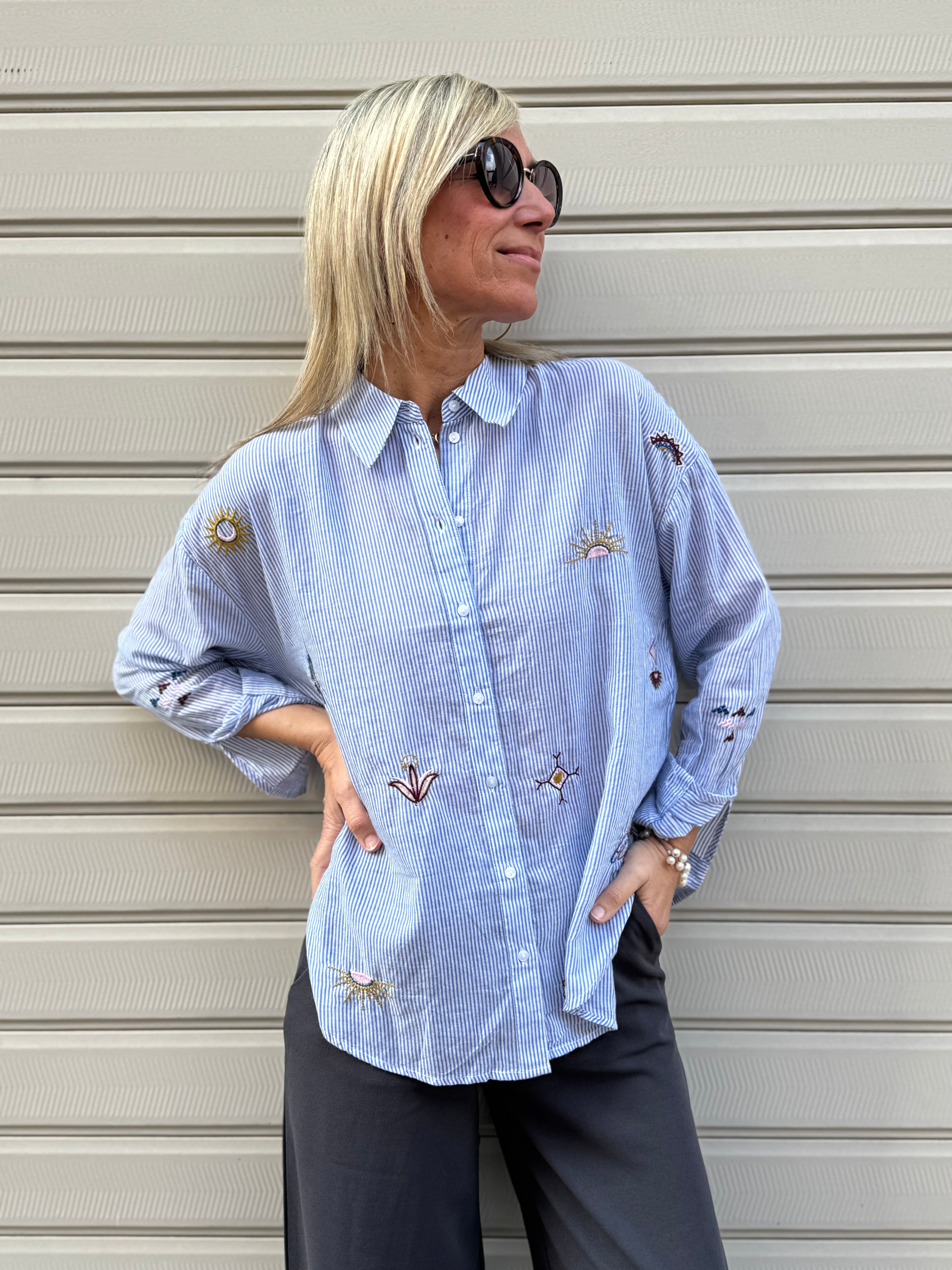 Camicia kimie righe ricami jdy