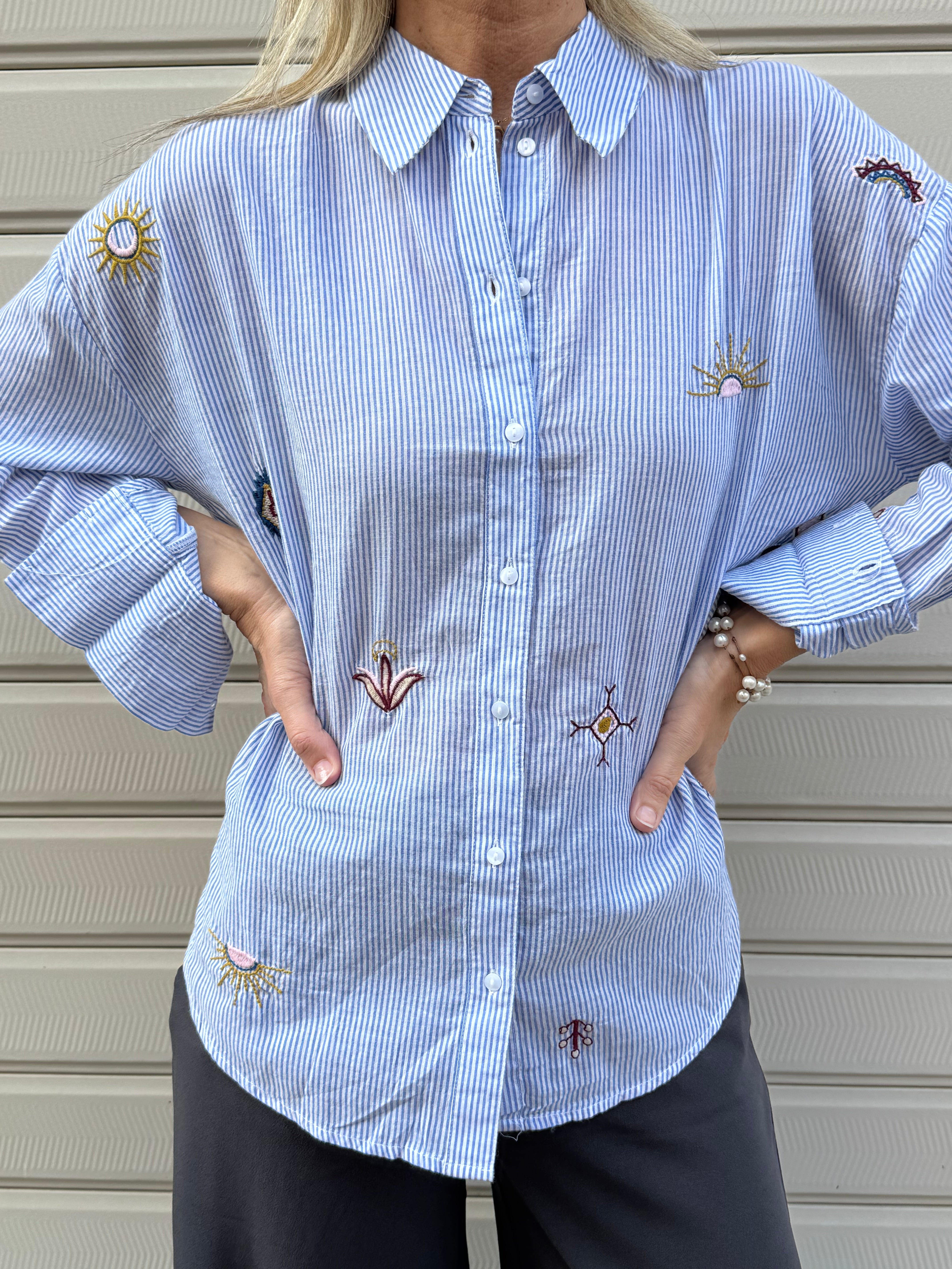 Camicia kimie righe ricami jdy
