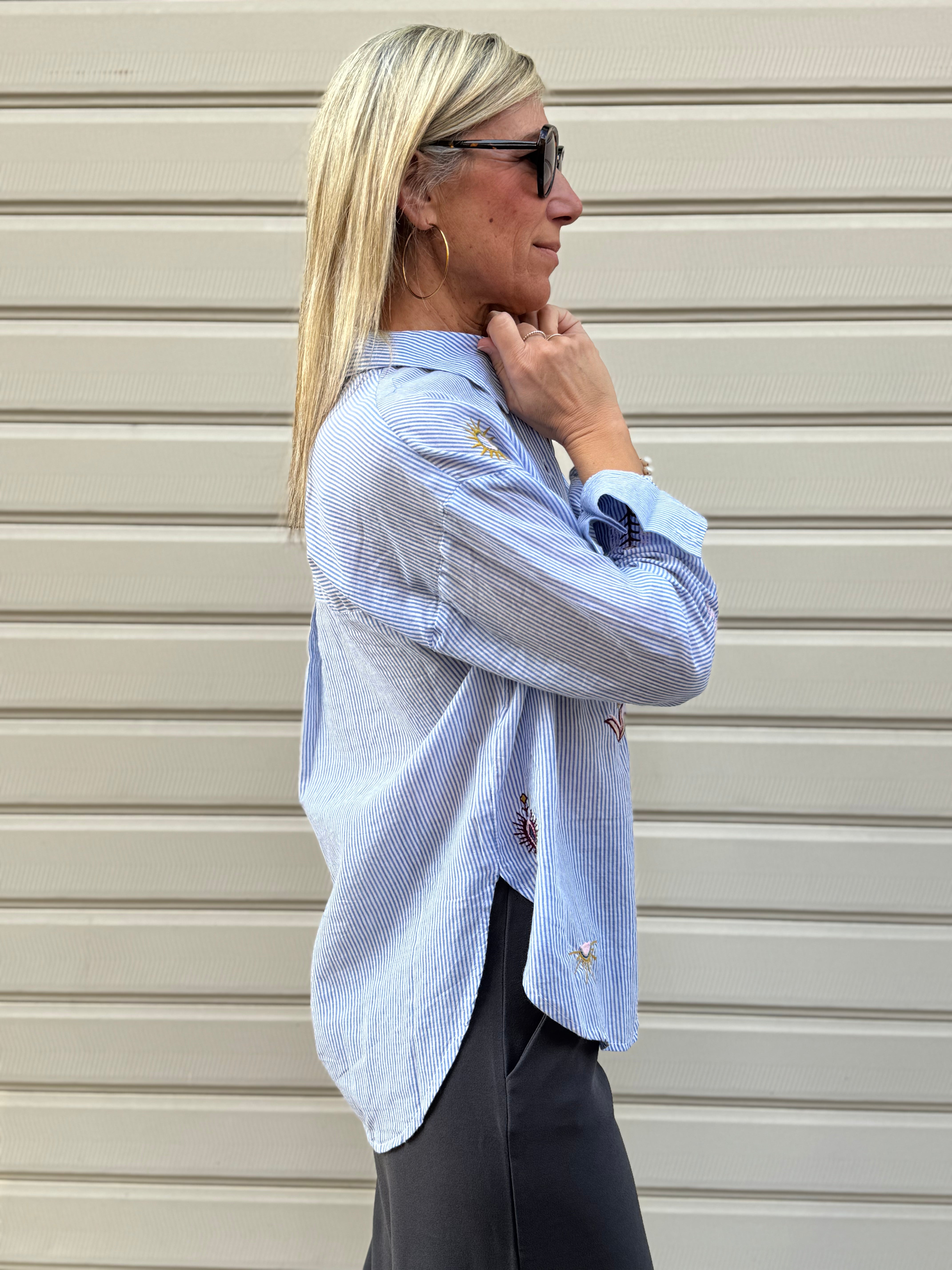 Camicia kimie righe ricami jdy