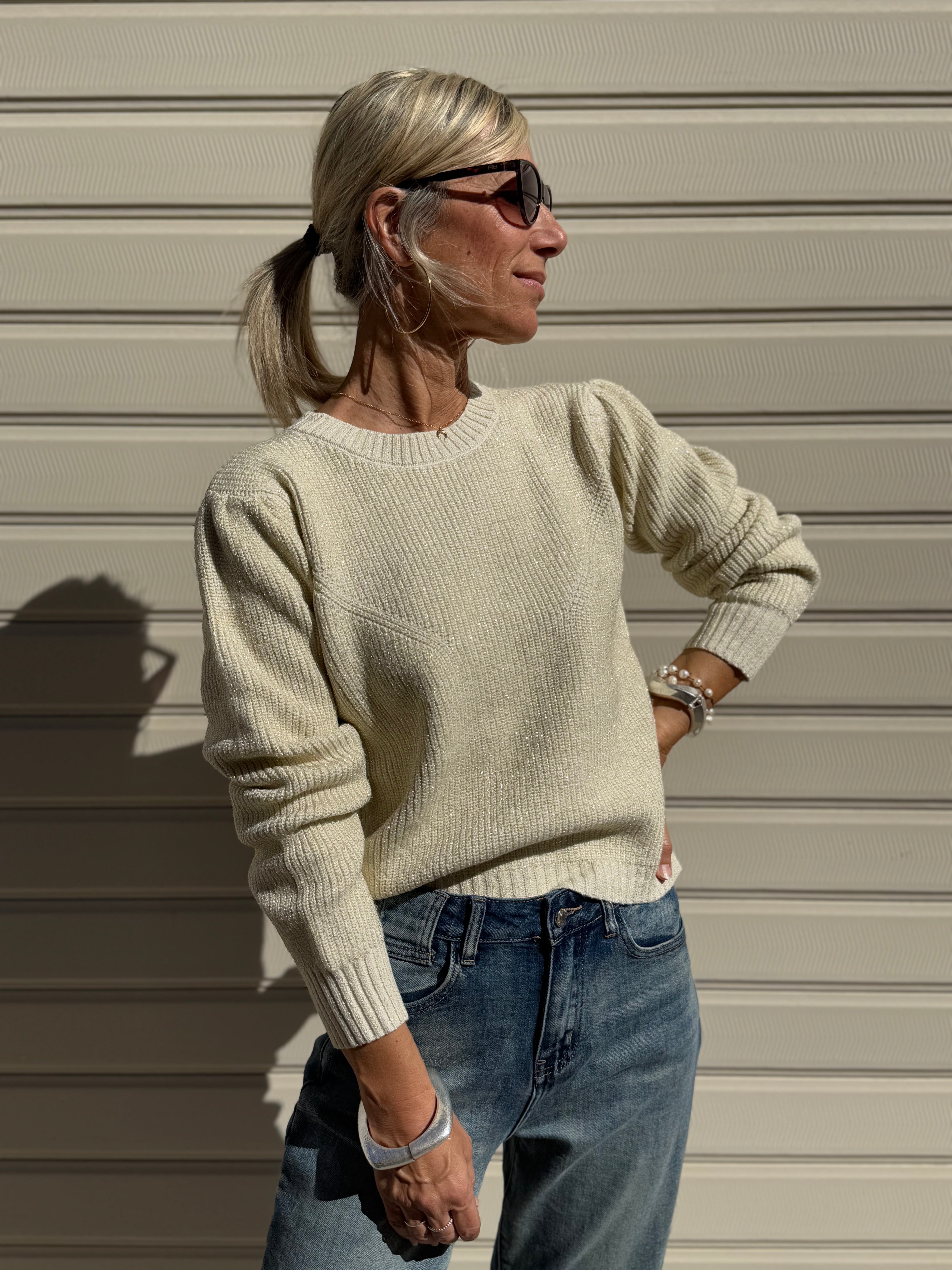 Maglia girocollo lurex artigli
