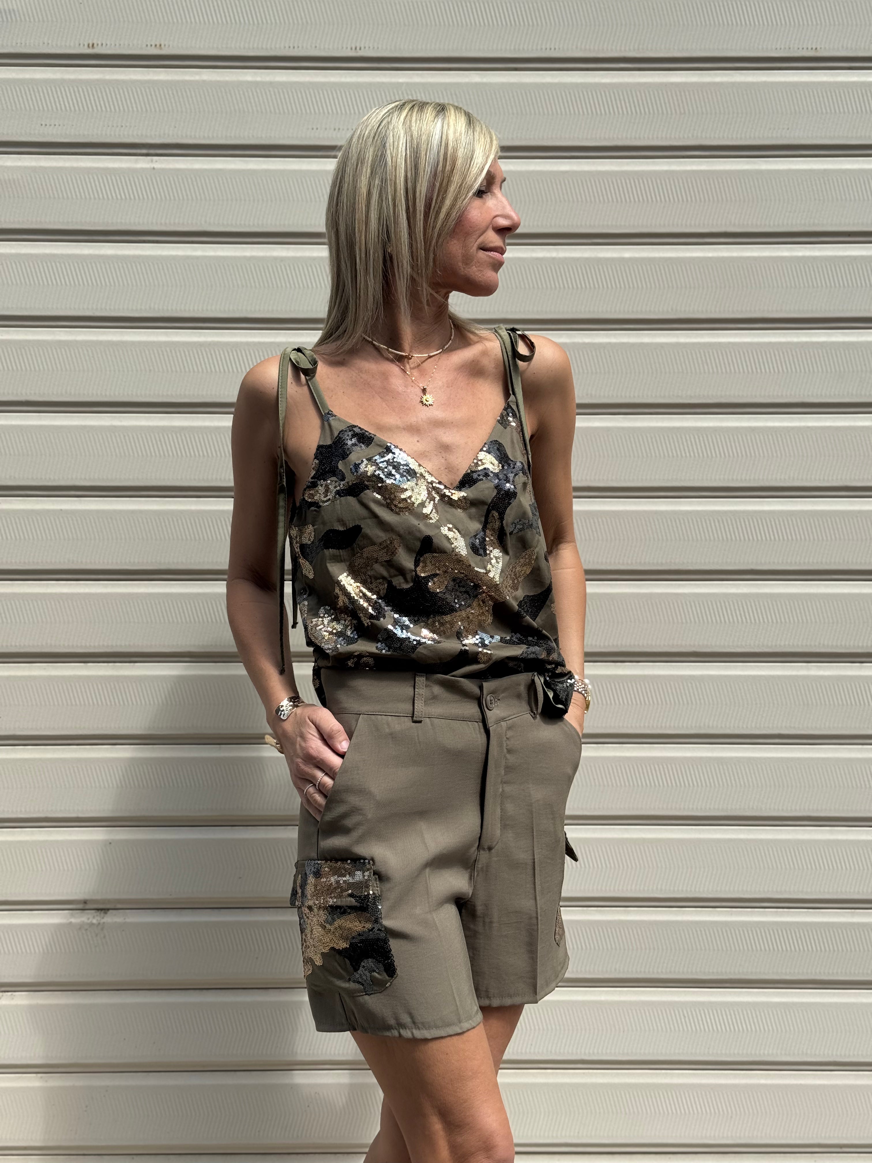 Shorts Camouflage Paillettes