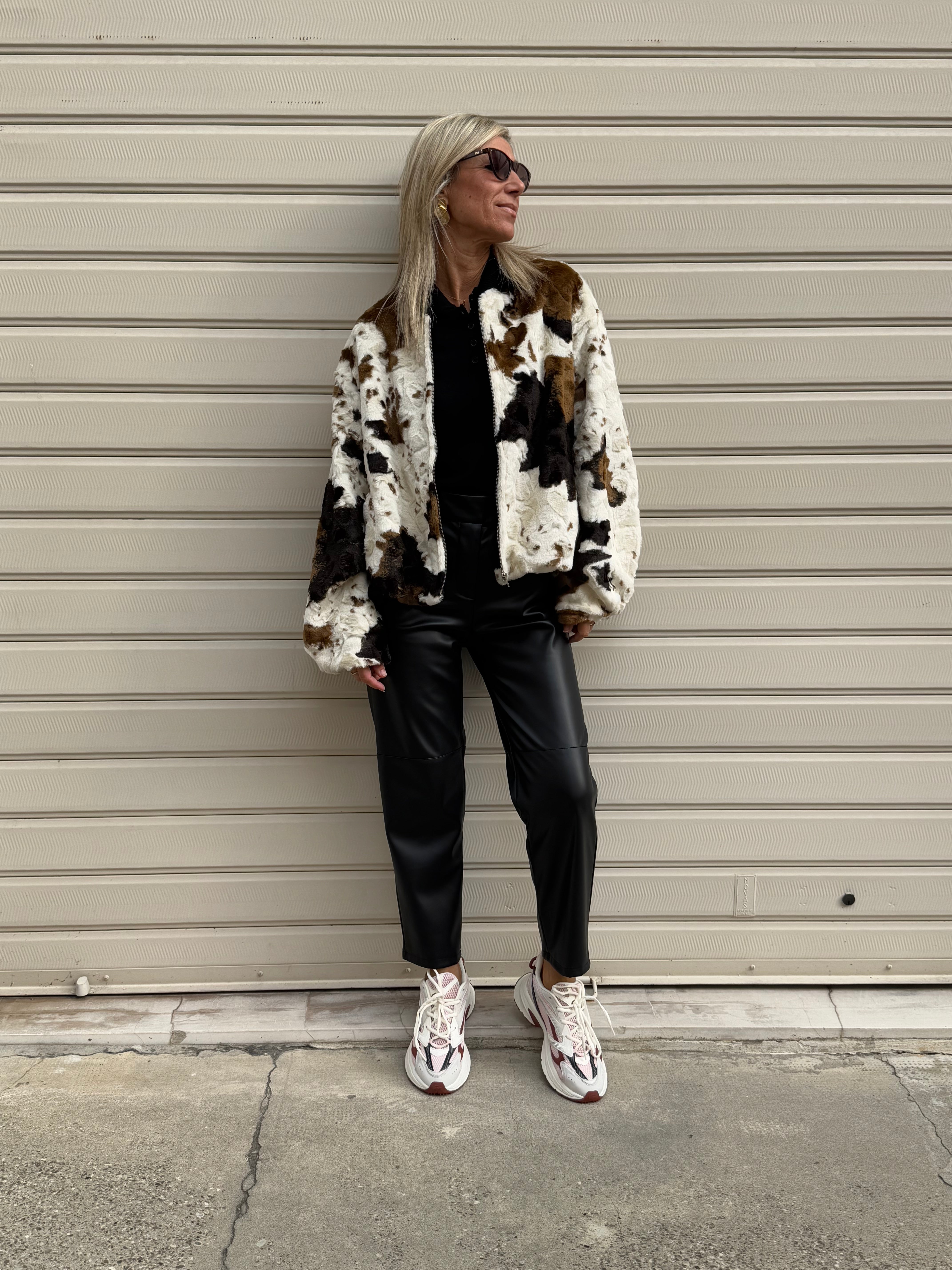 Bomber muccato ecopelliccia