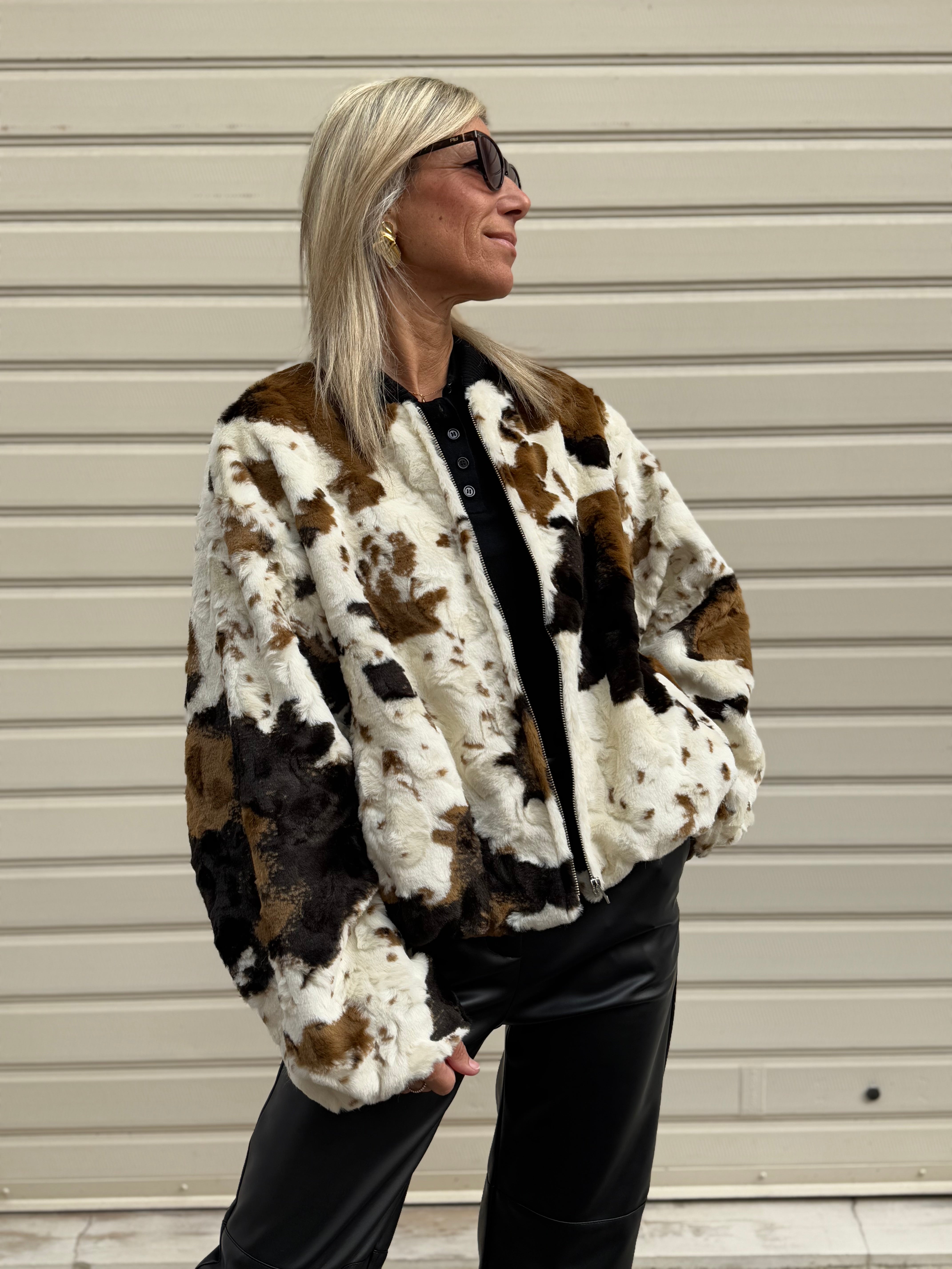 Bomber muccato ecopelliccia