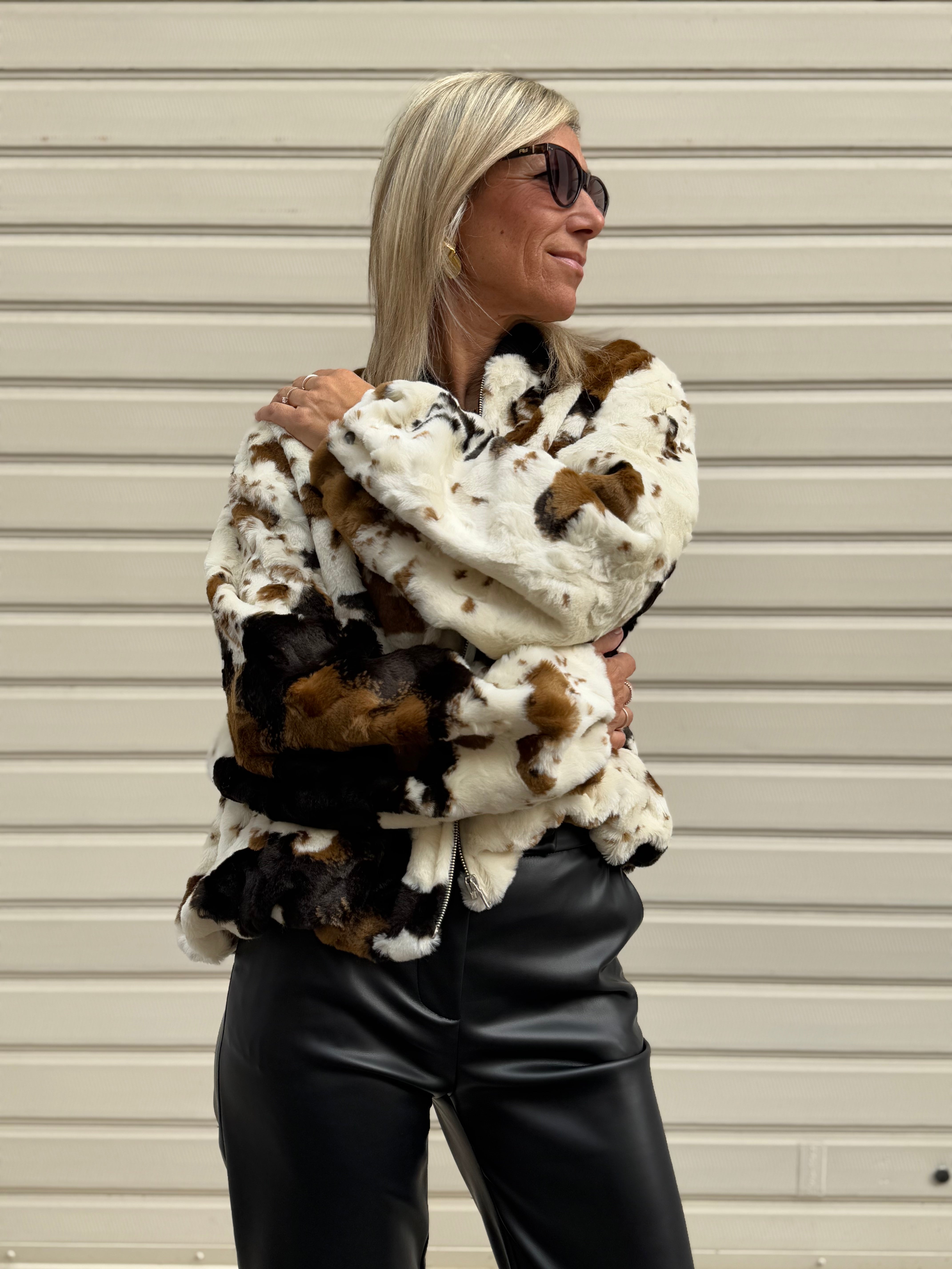 Bomber muccato ecopelliccia