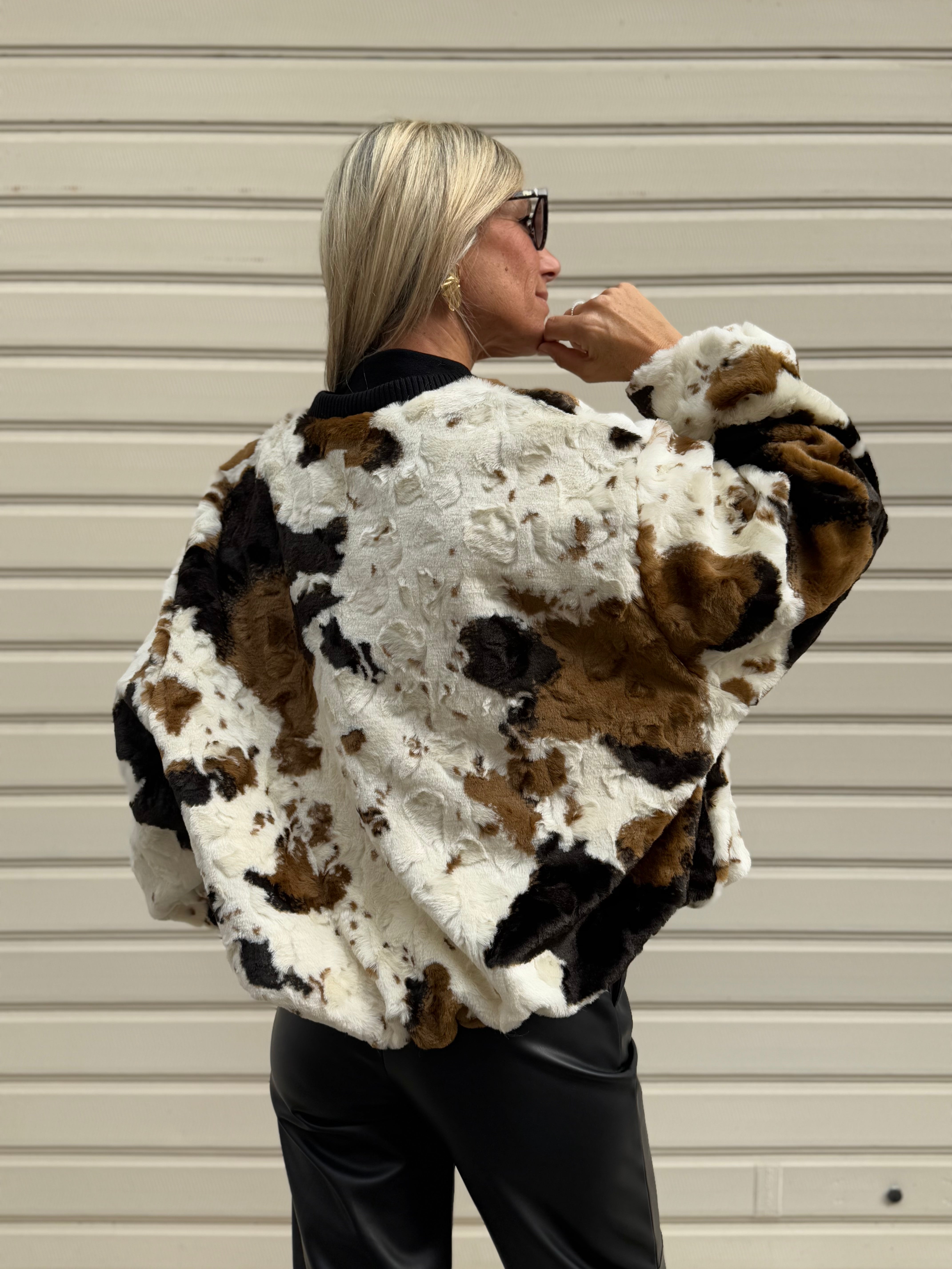 Bomber muccato ecopelliccia
