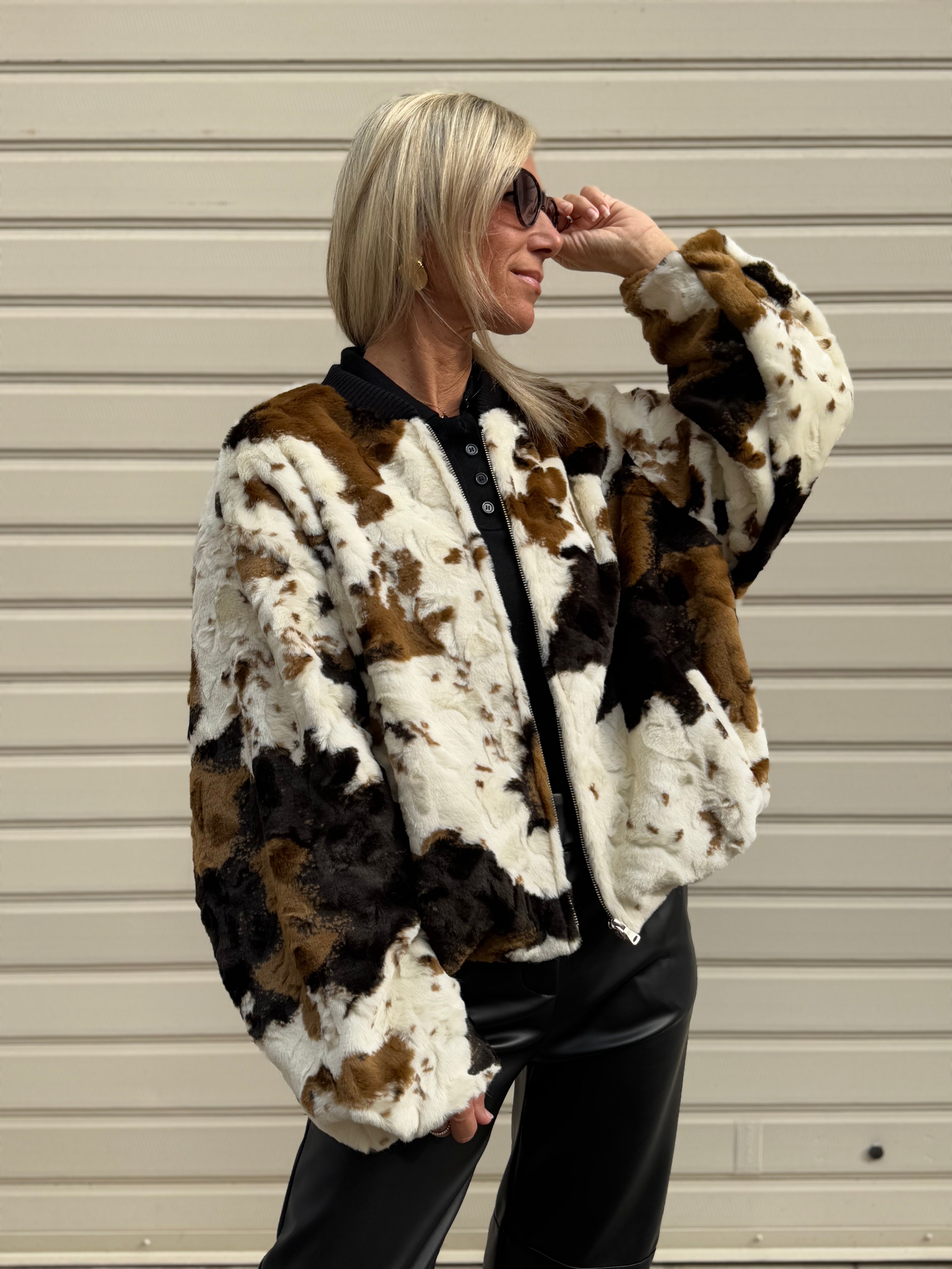 Bomber muccato ecopelliccia