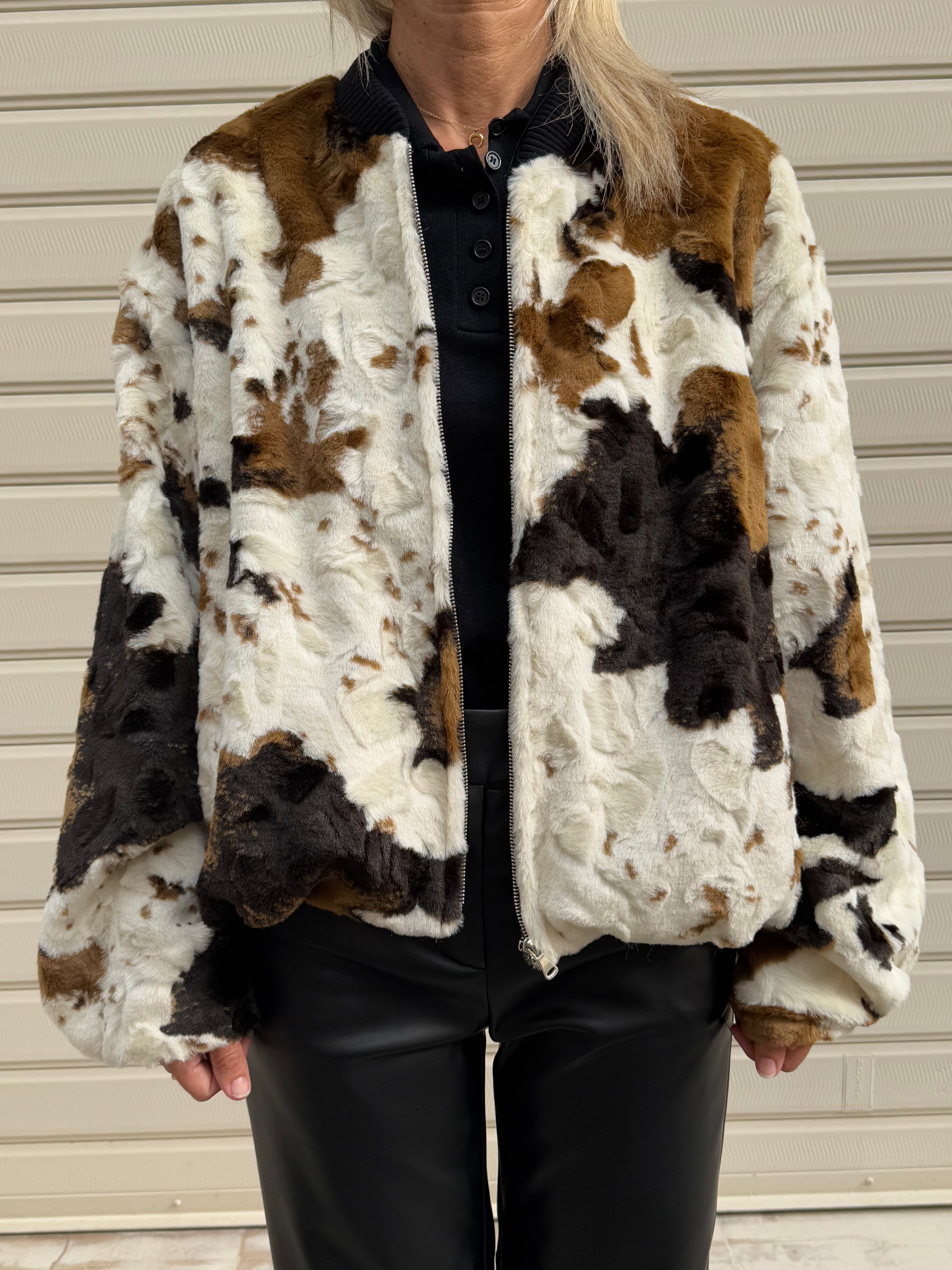 Bomber muccato ecopelliccia