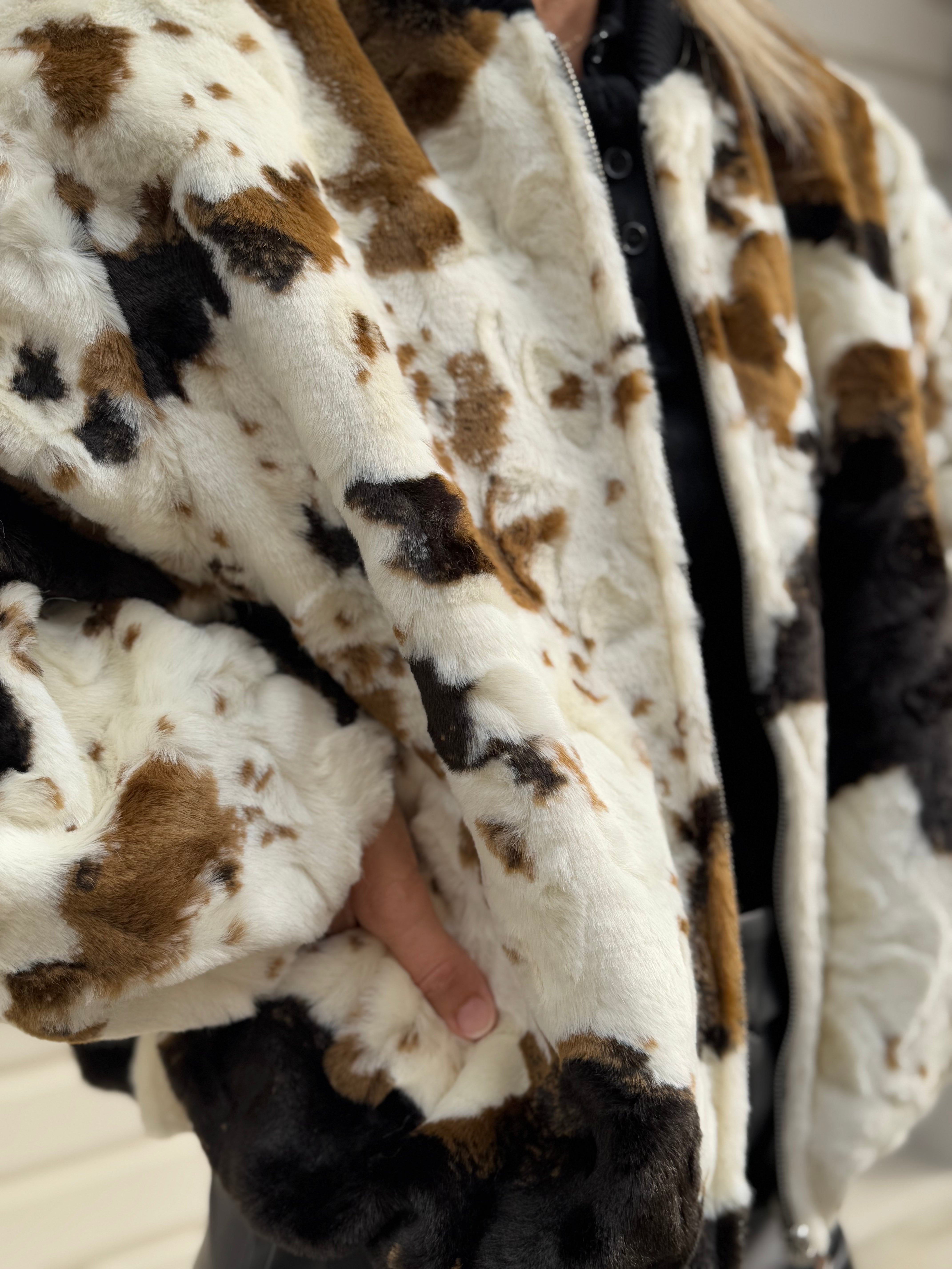 Bomber muccato ecopelliccia