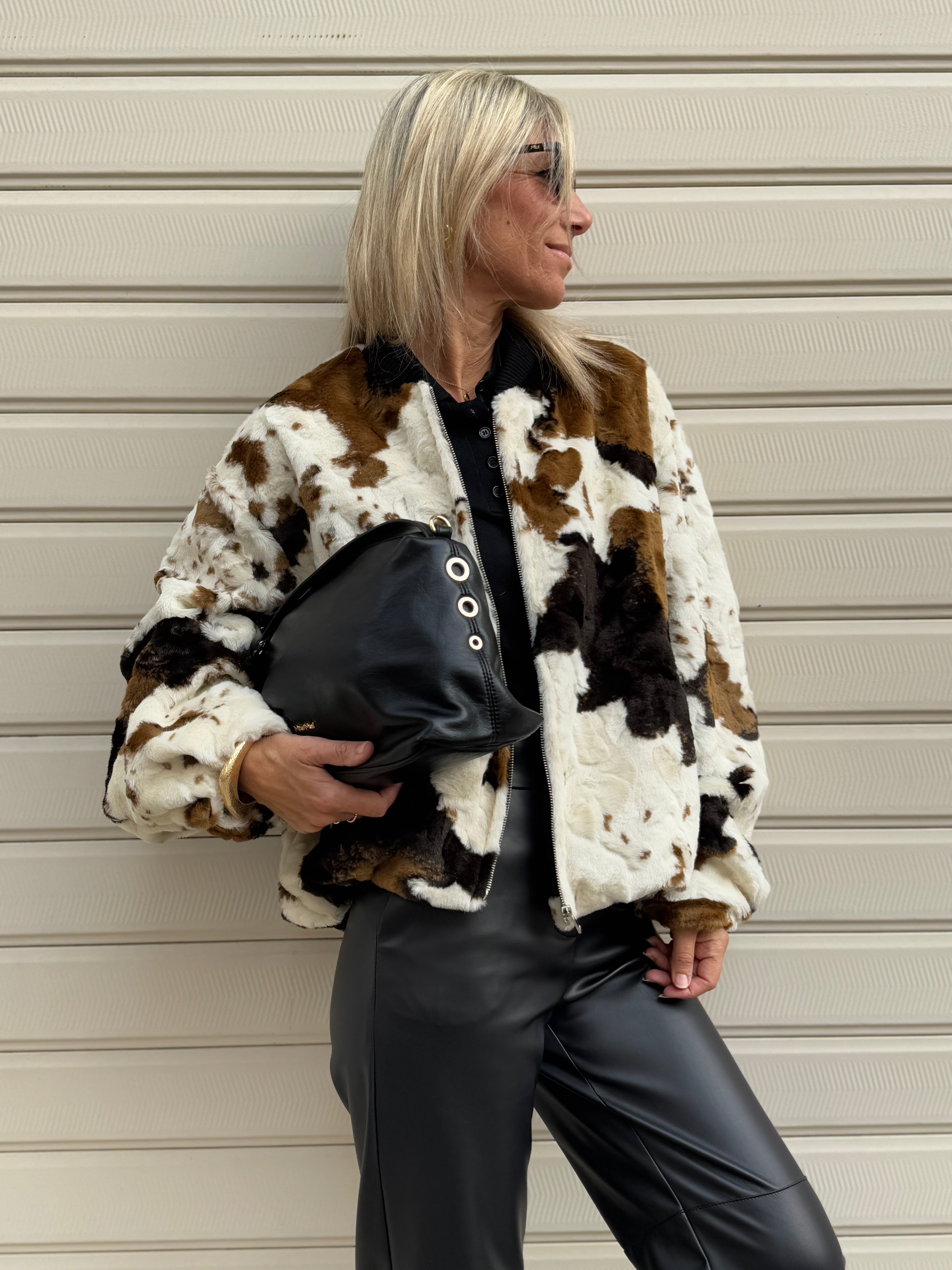 Bomber muccato ecopelliccia