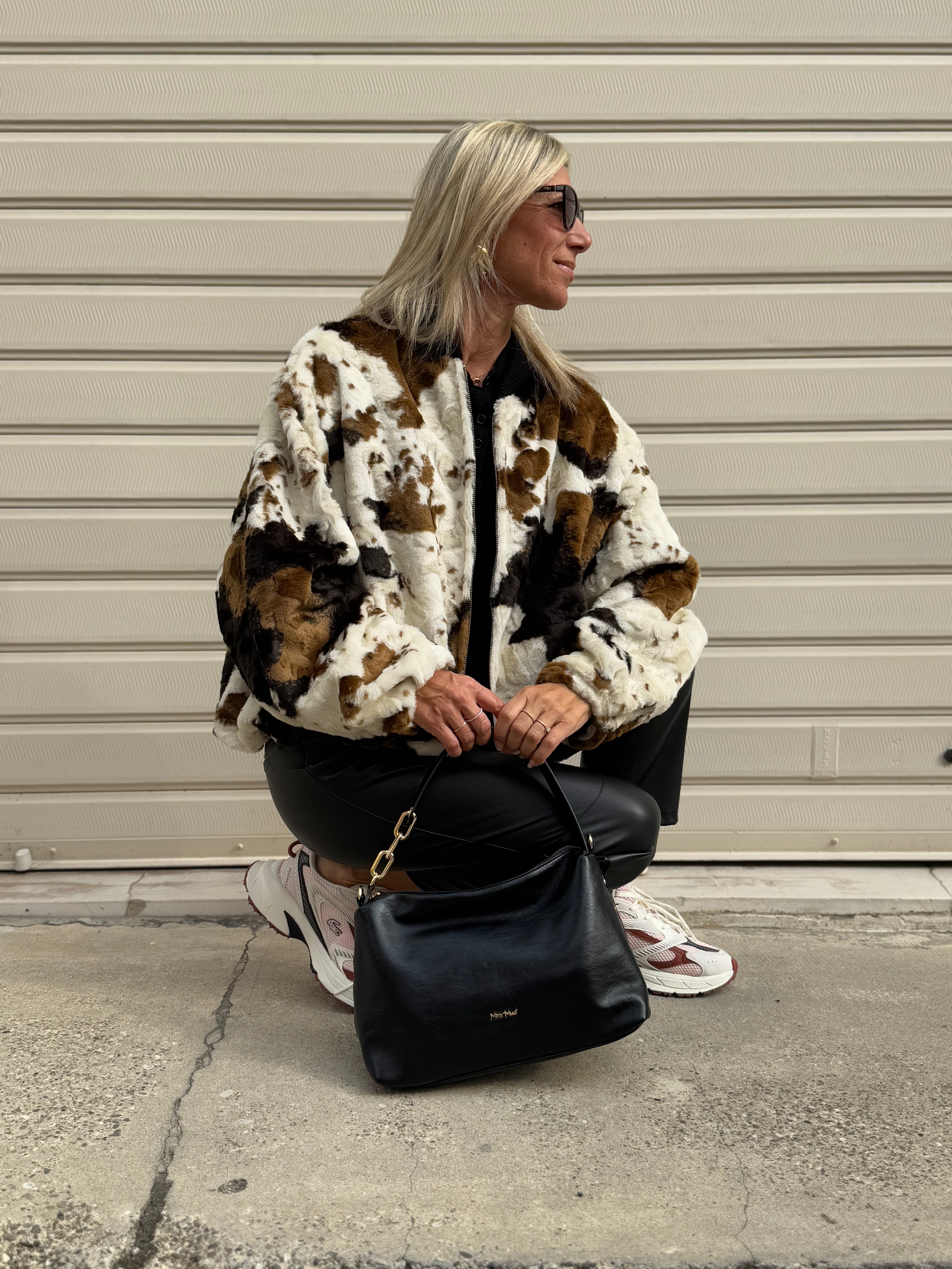 Bomber muccato ecopelliccia