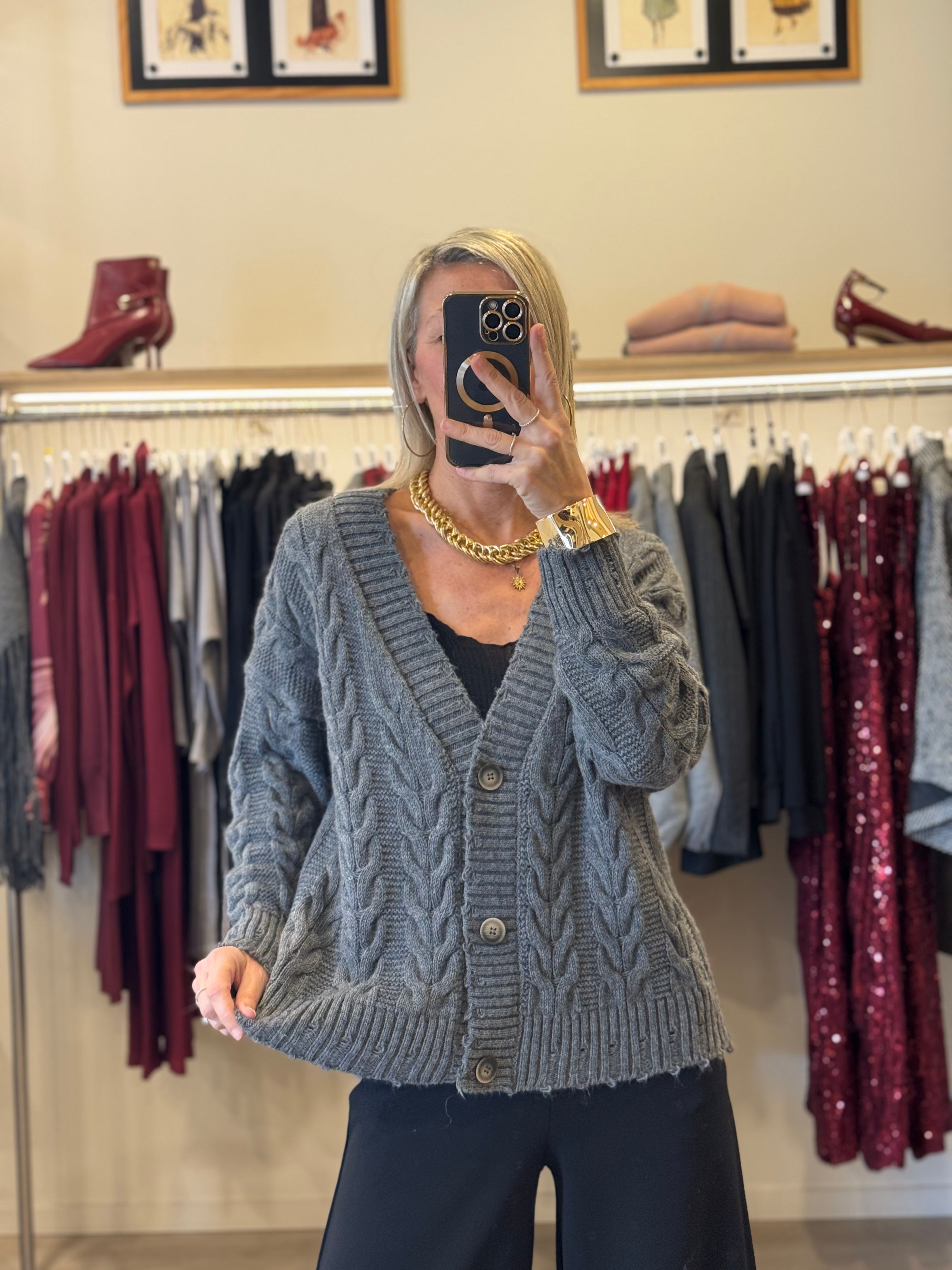 Maxi cardigan trecce