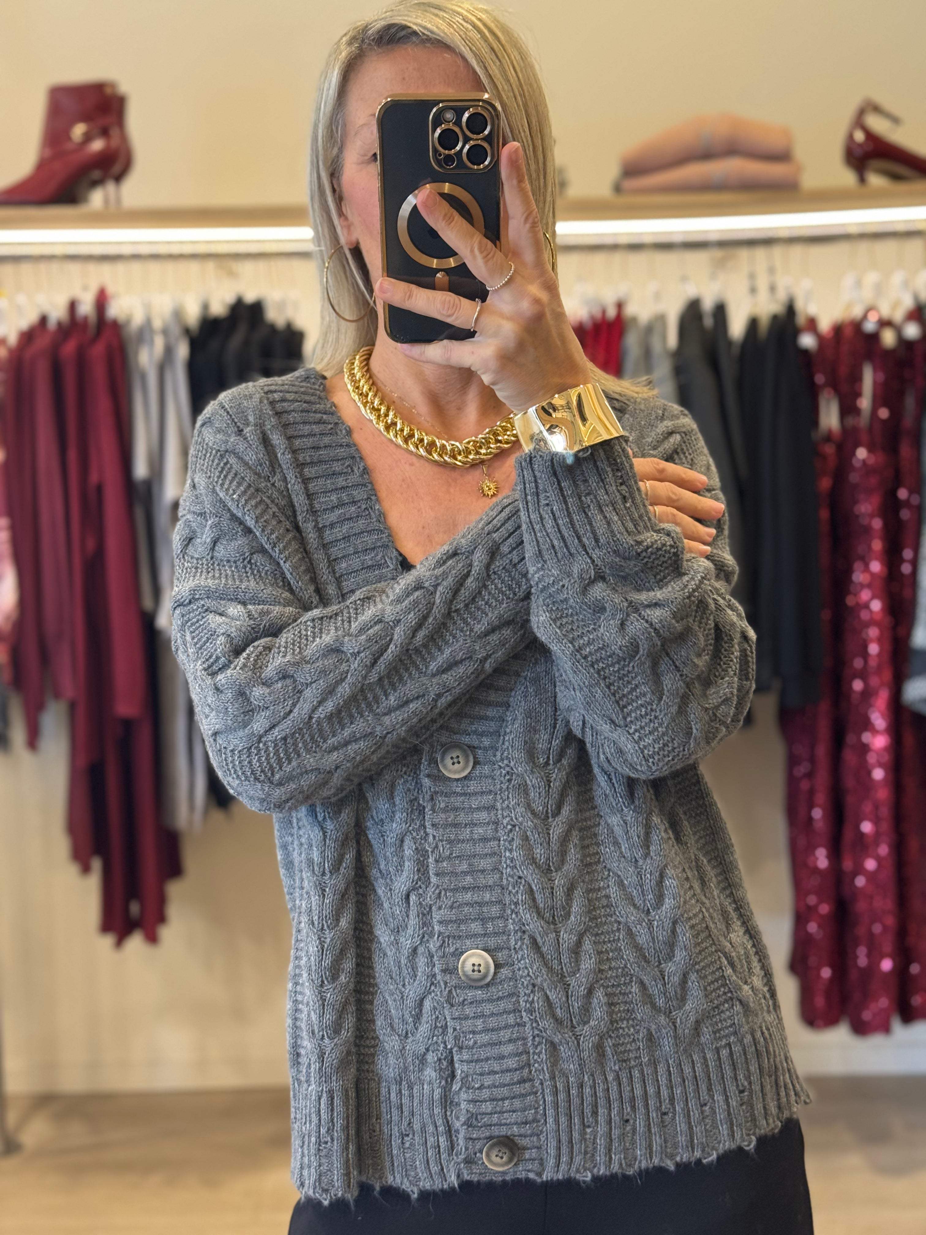 Maxi cardigan trecce