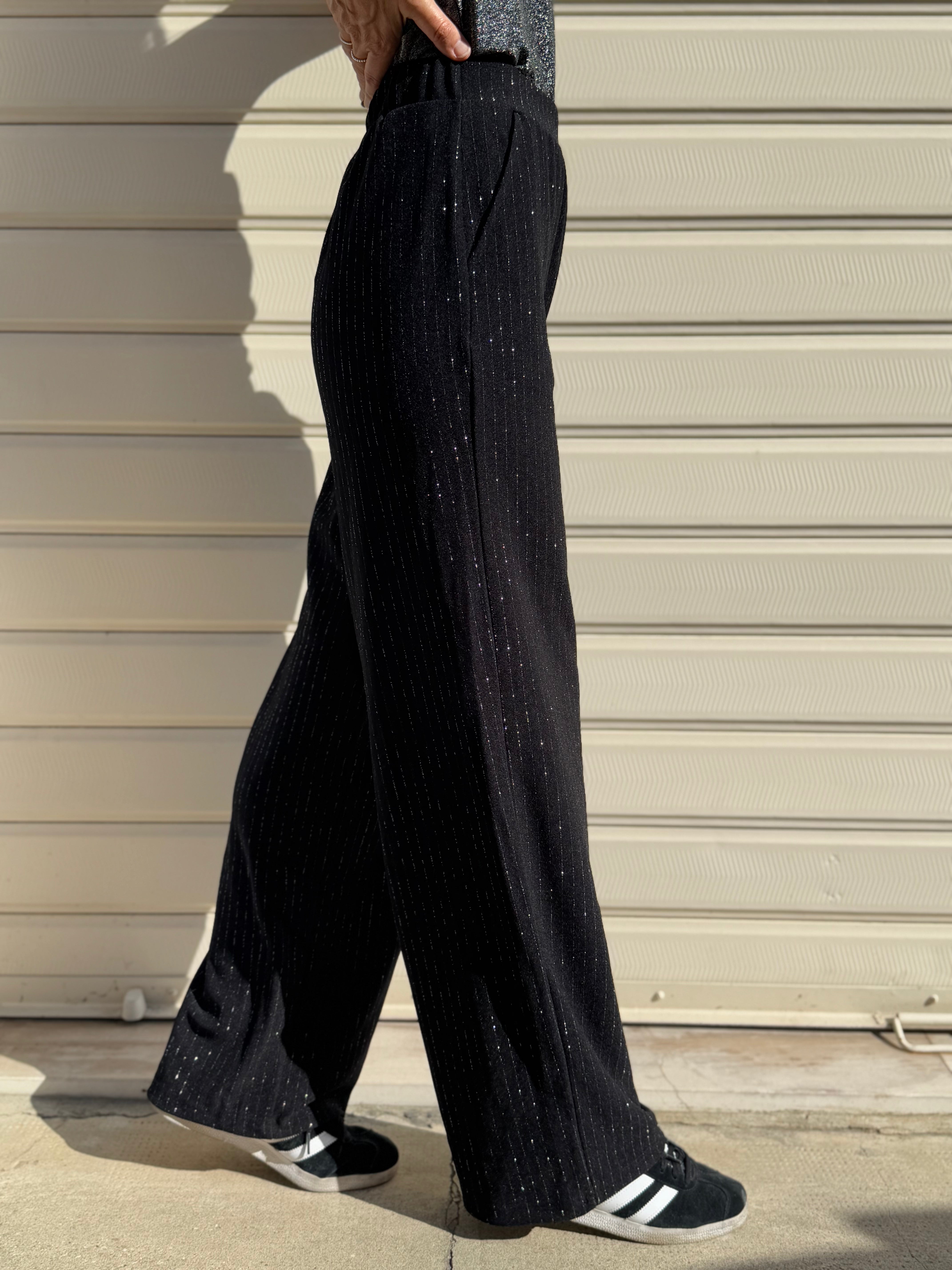 Pantalone palazzo gessato lurex