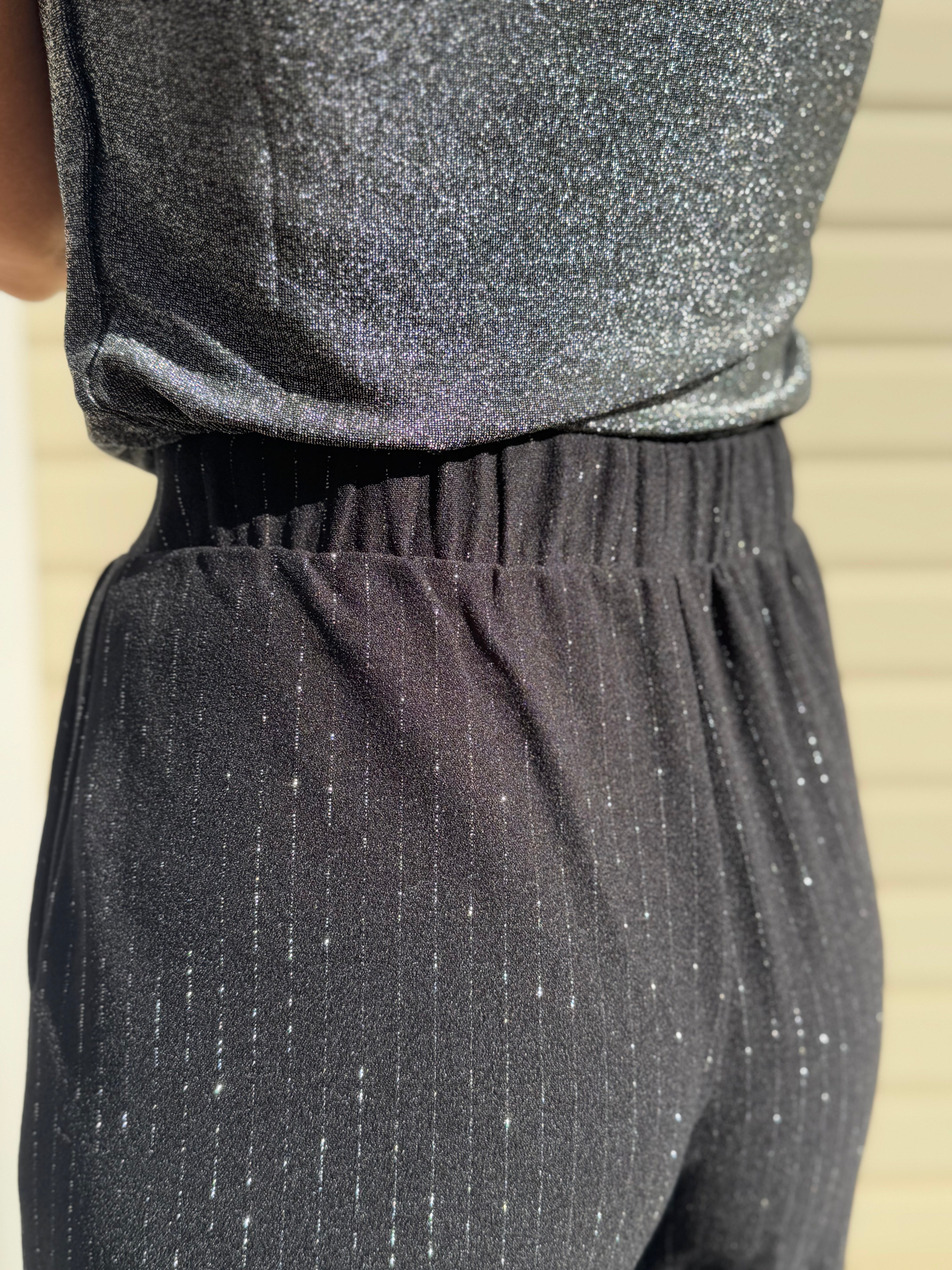 Pantalone palazzo gessato lurex