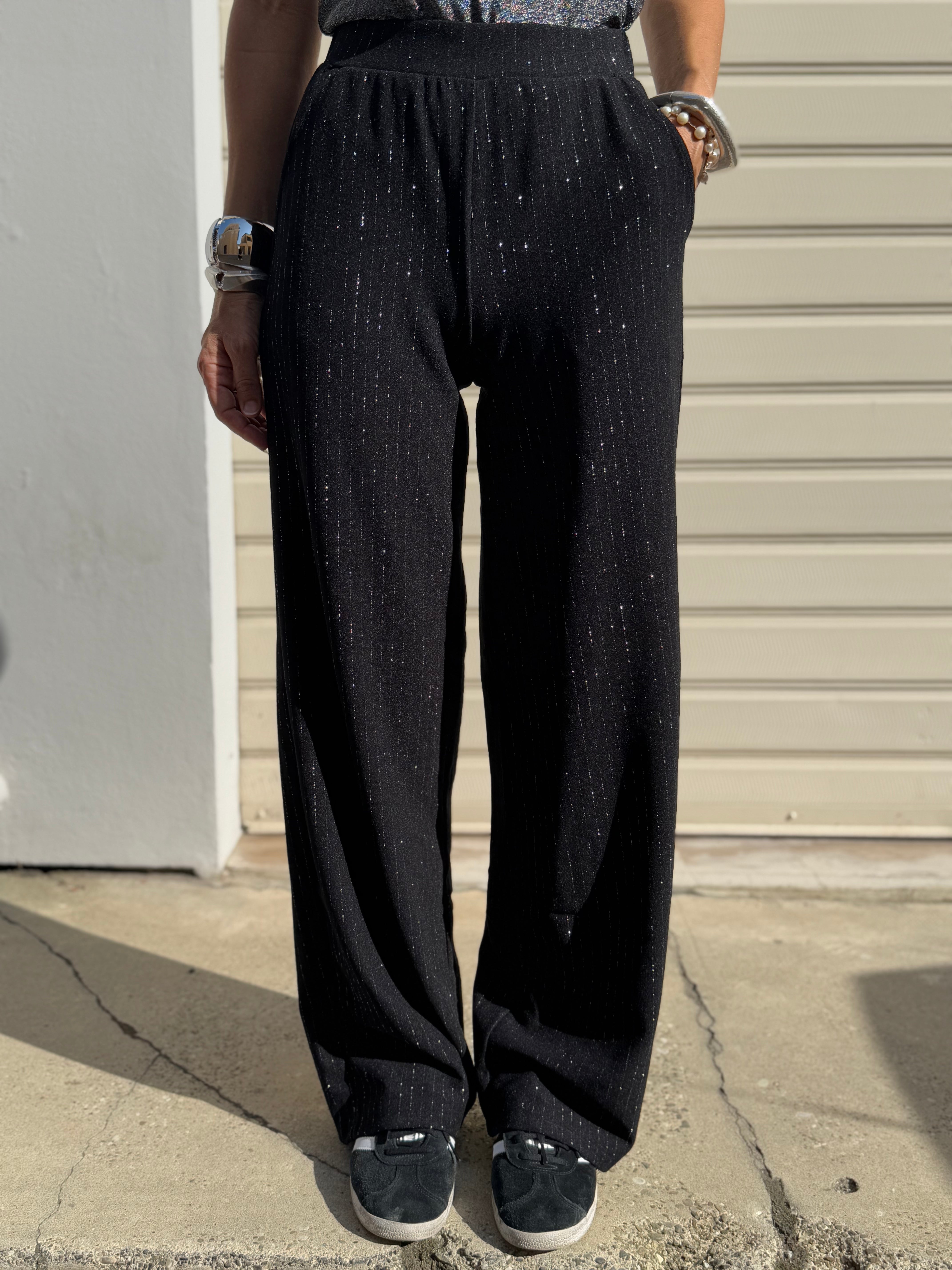 Pantalone palazzo gessato lurex