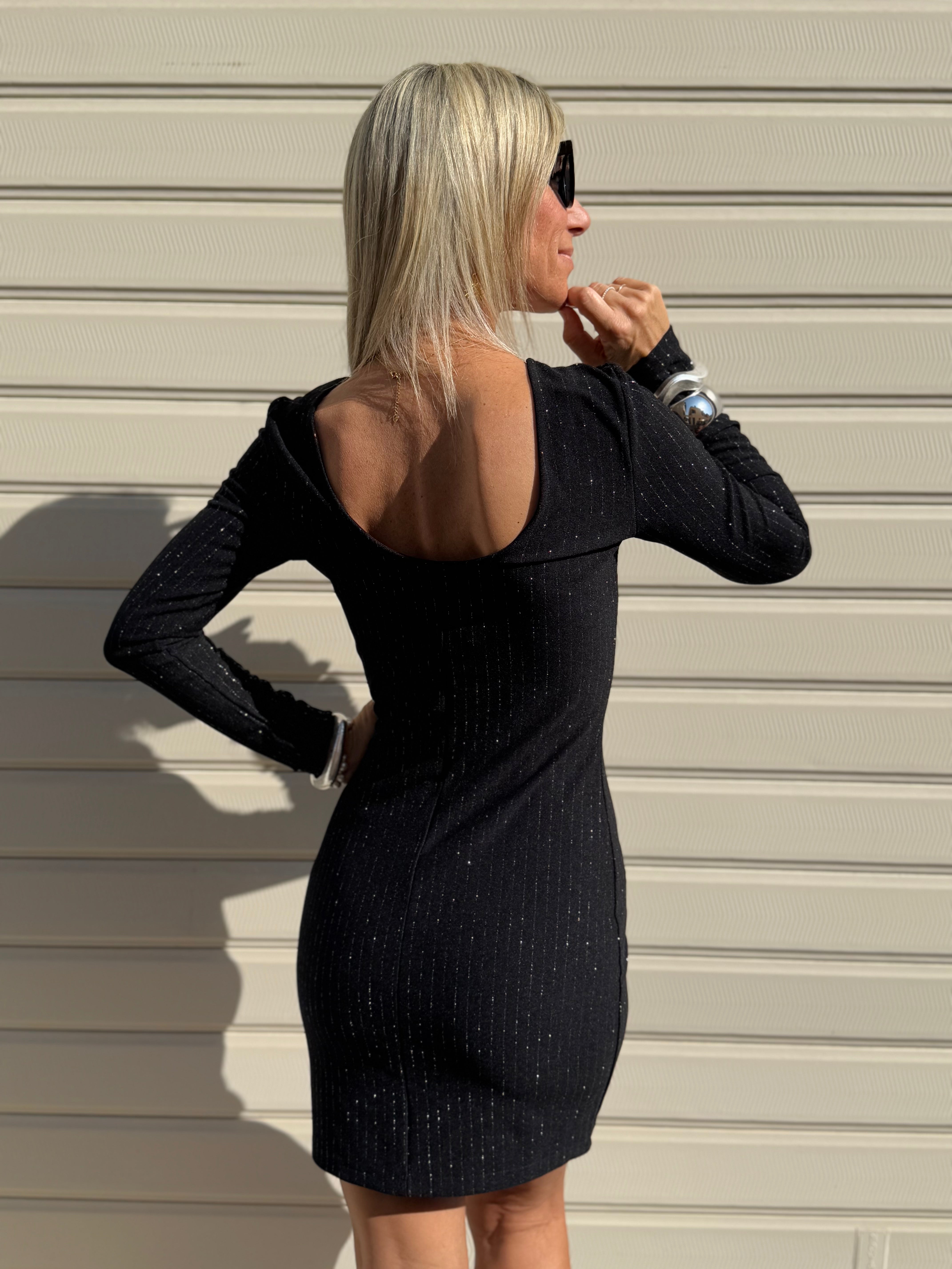 Abito tubino gessato lurex