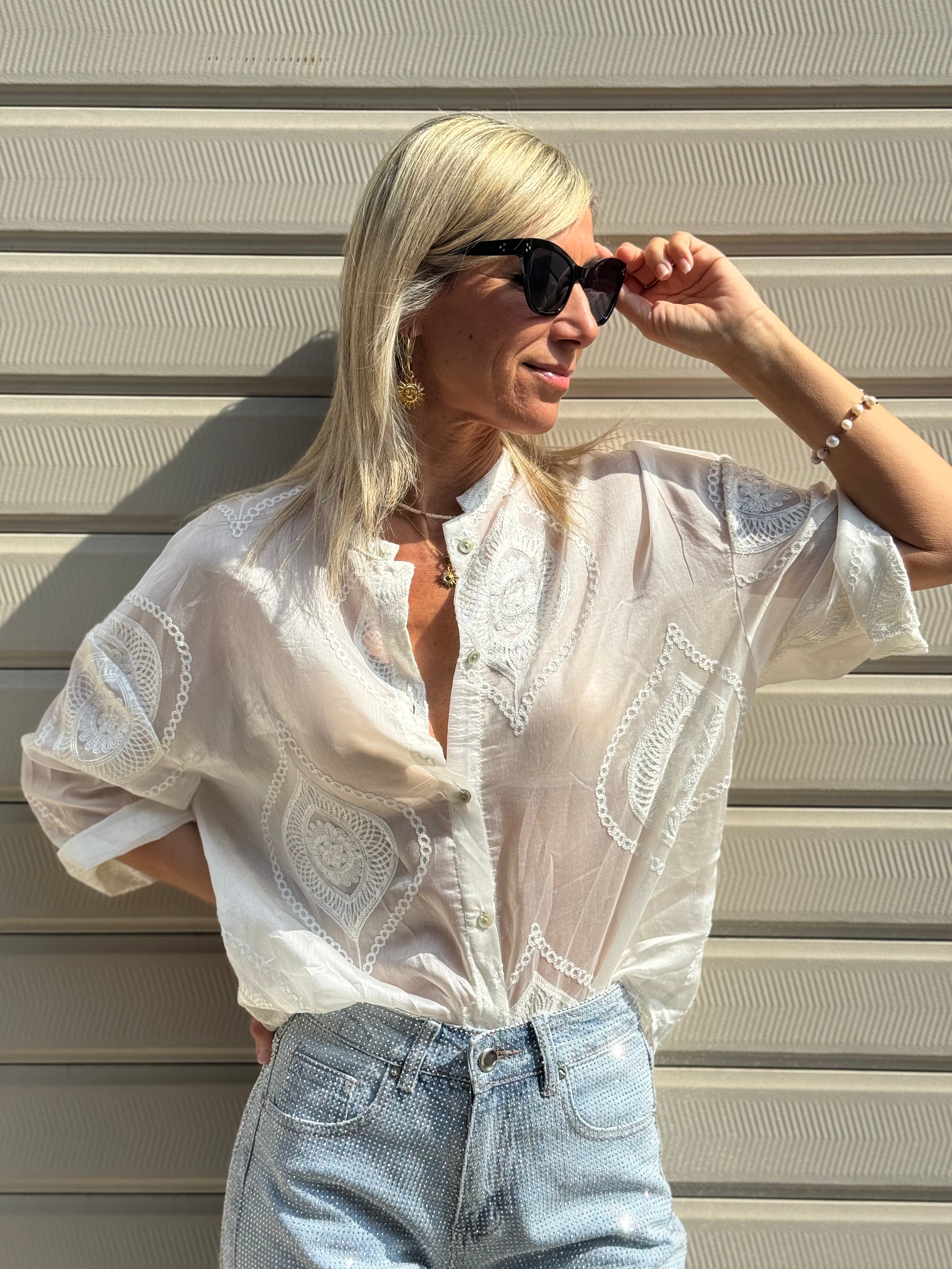 Camicia Ricami Lyocell