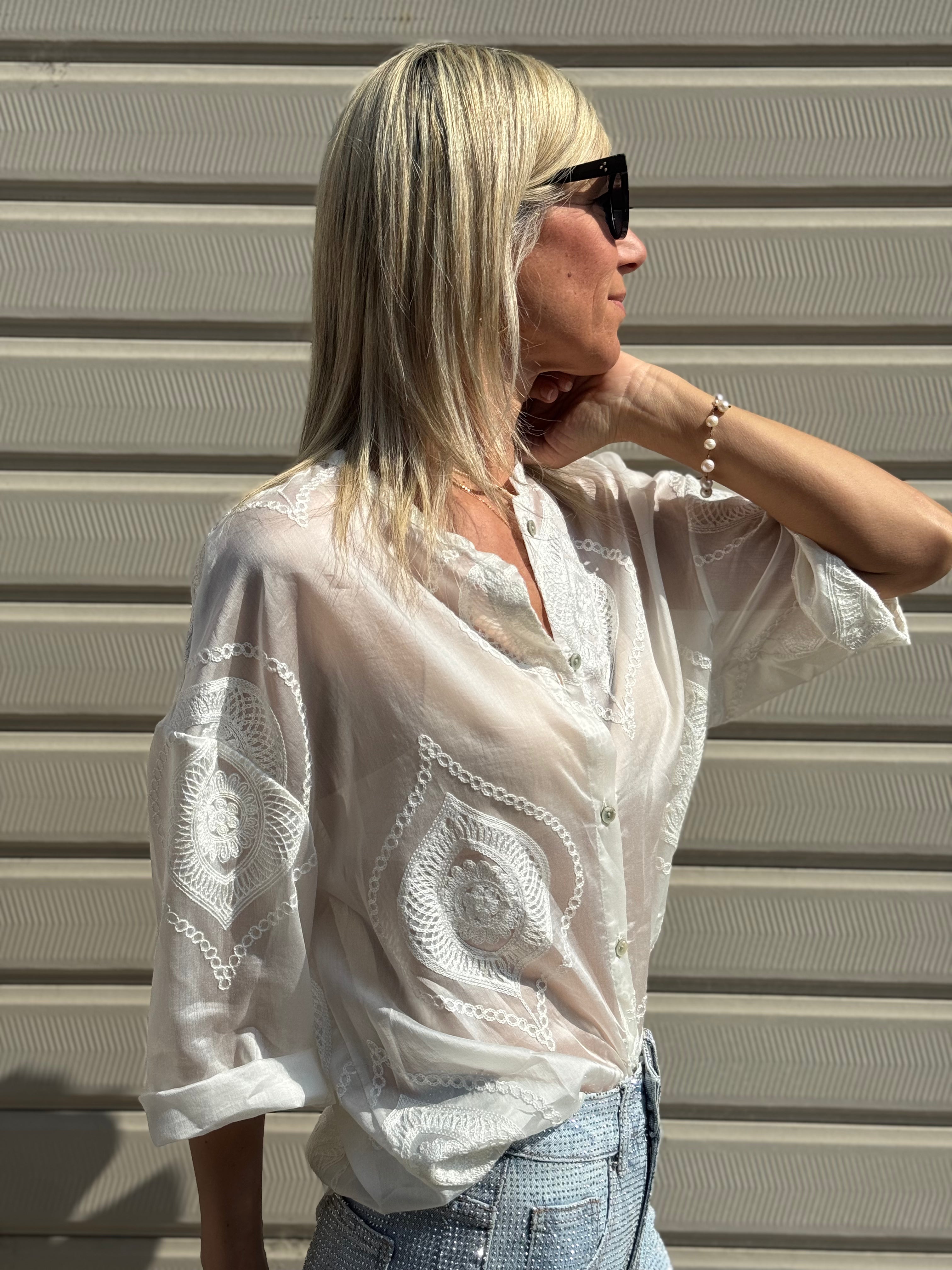 Camicia Ricami Lyocell