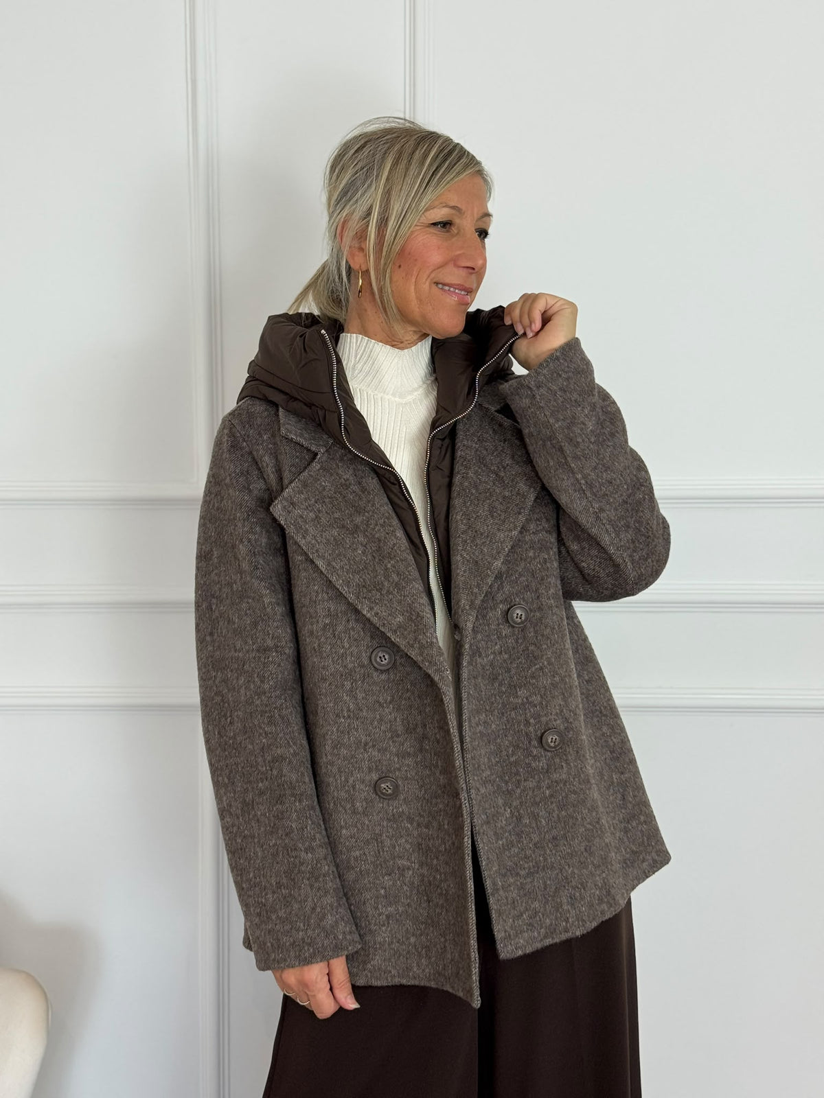Cappotto corto cappuccio mimì