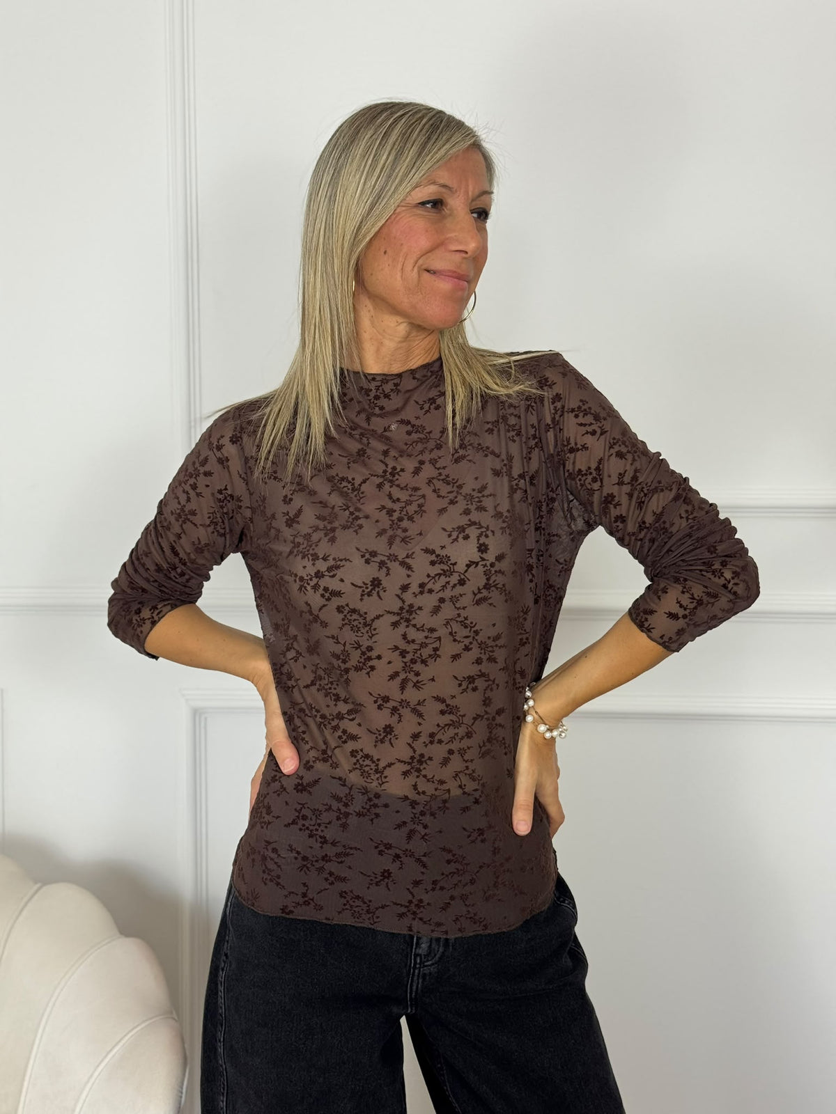 Maglia tulle ricami adora