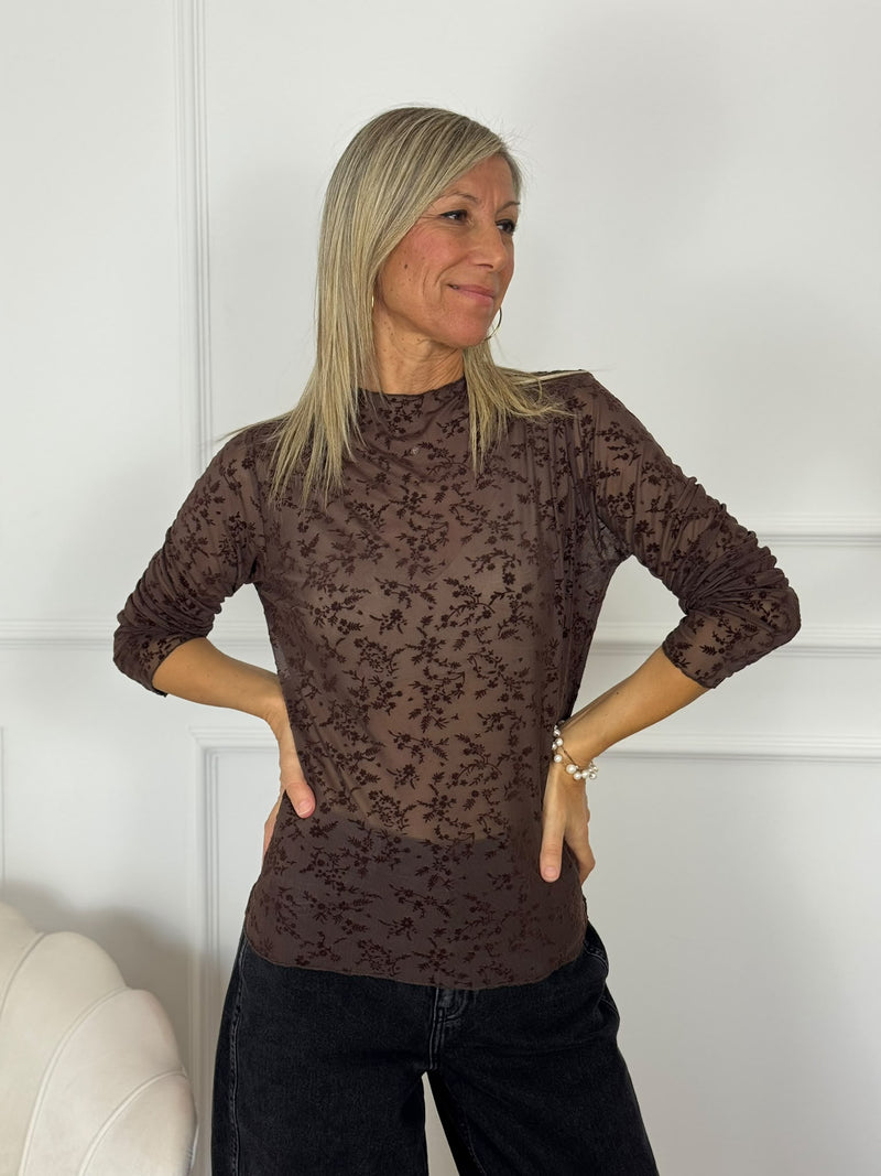 Maglia tulle ricami adora