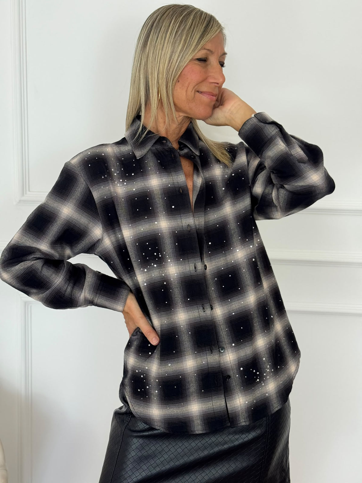 Camicia check strass jdy