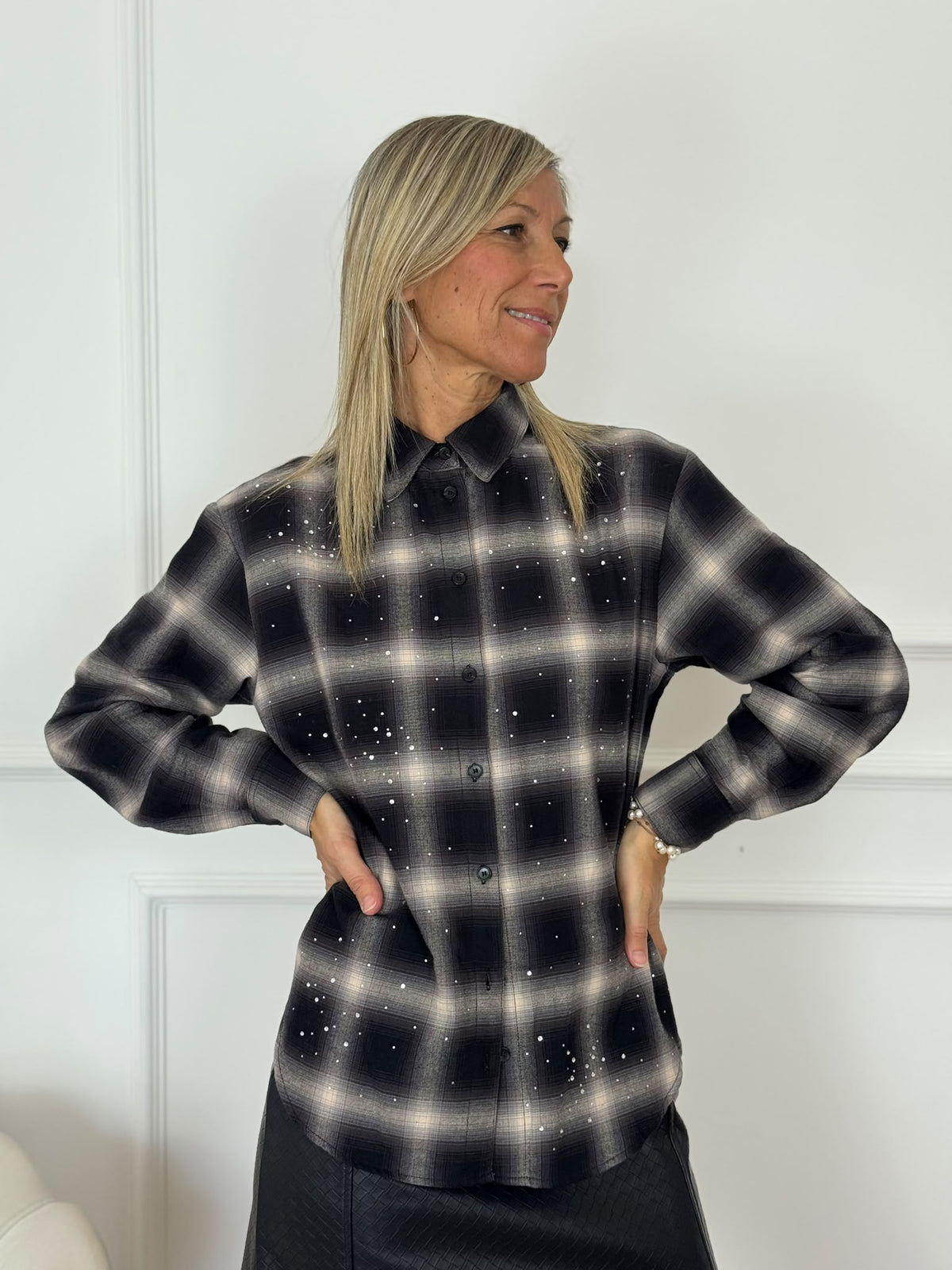 Camicia check strass jdy